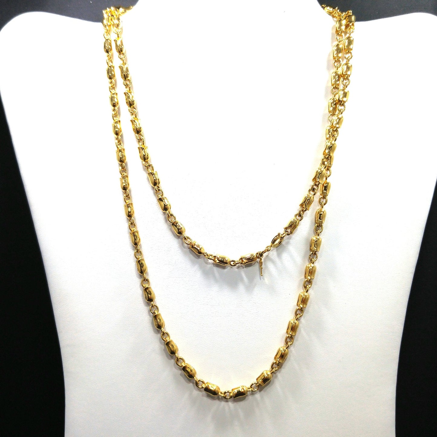 Crown Trifari Rose Bud Chain Necklace, Gold Plated, 1960s Vintage Jewelry