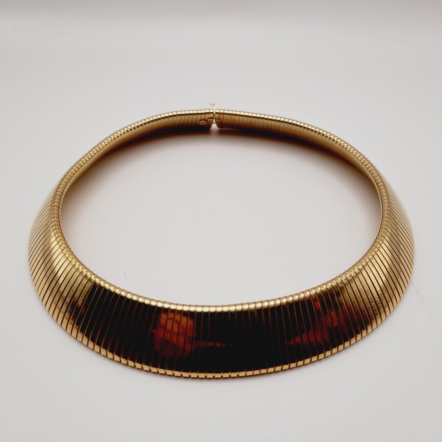 Kenneth Lane Gold Plated Wide Ribbed Choker Necklace
