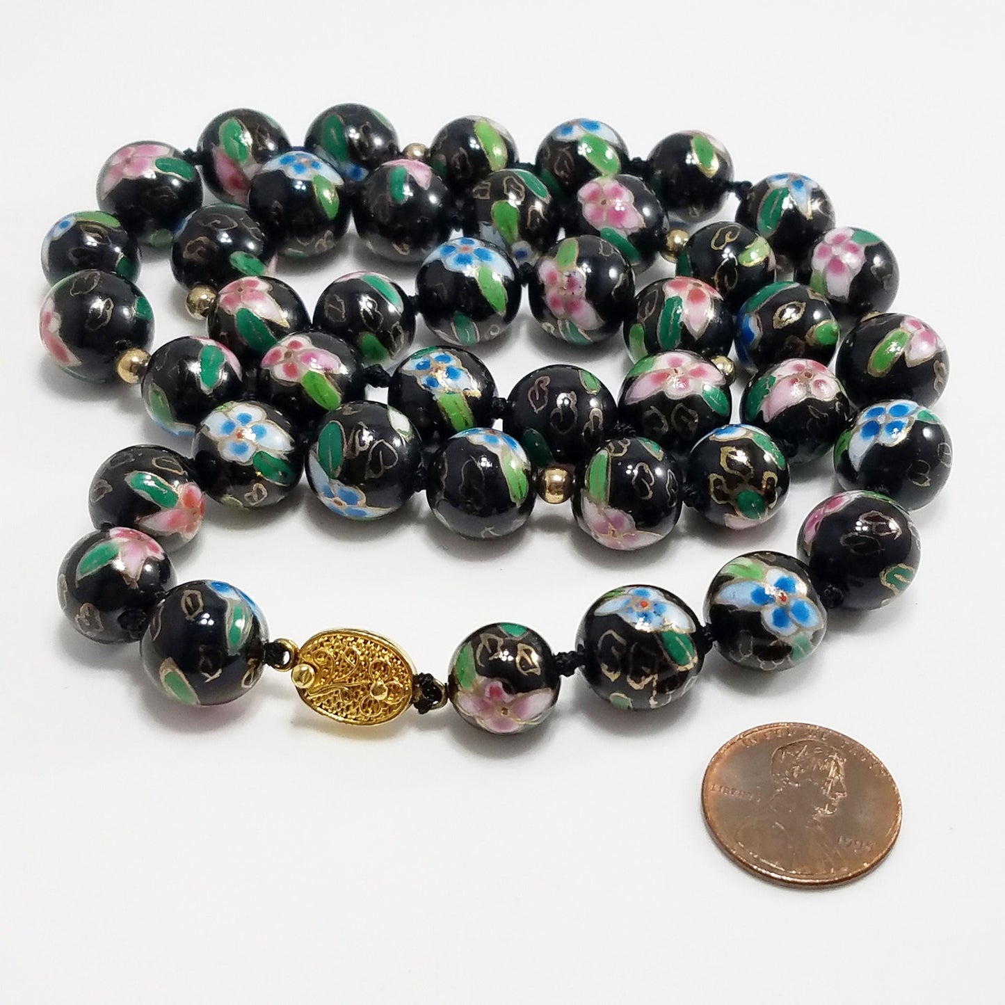 Vintage Chinese Hand Knotted Beaded Necklace, Imported 1960s