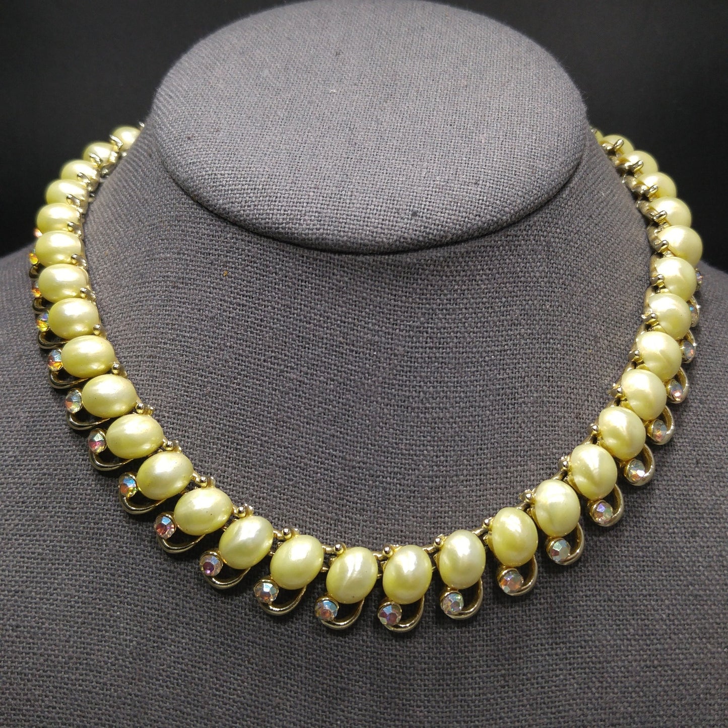 Star Faux Pearl Choker Necklace Earrings Set, Mid-Century 1950s Vintage Jewelry