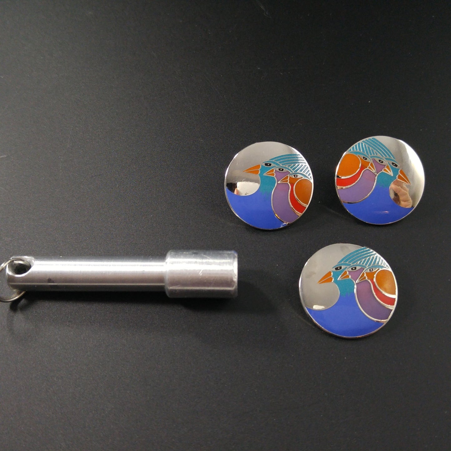 Laurel Burch "Celestial Birds" Earrings & Brooch, 1980s Vintage Jewelry