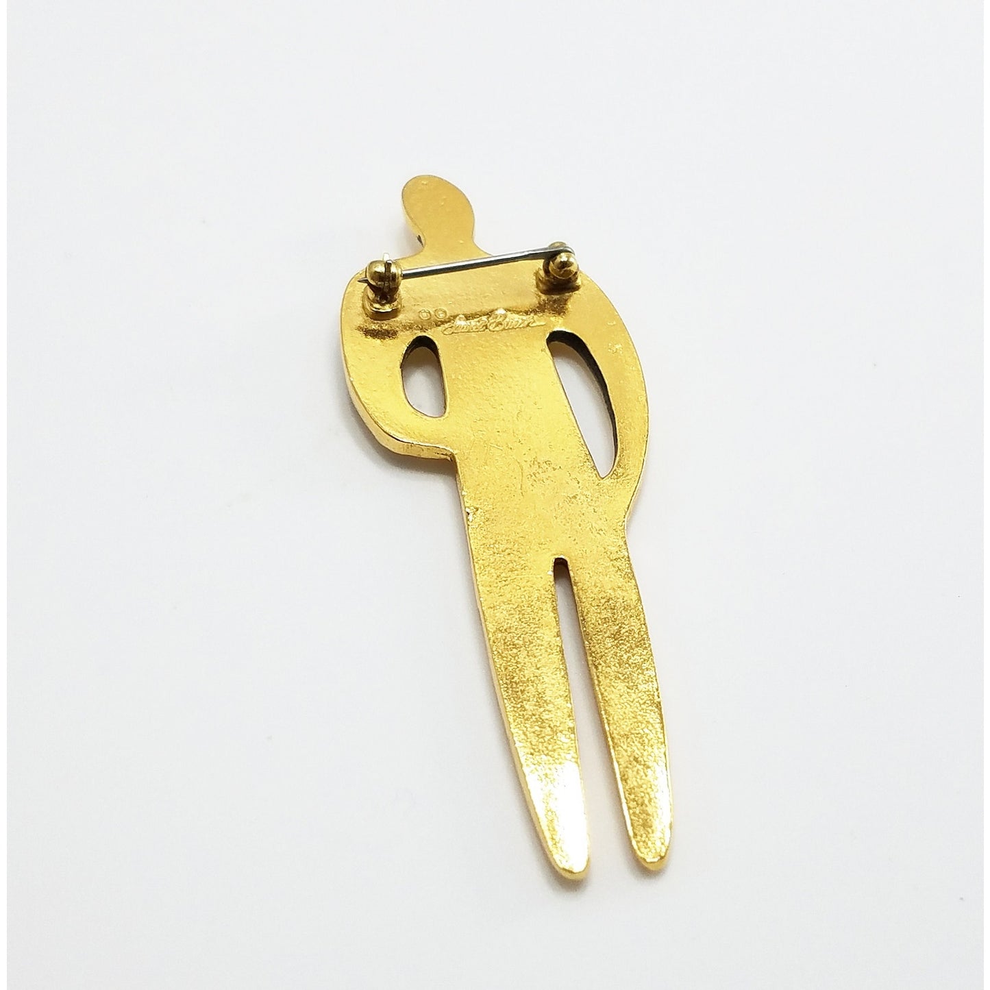 Vintage Laurel Burch Tribal Spirit Person & Child Brooch, Gold Plated