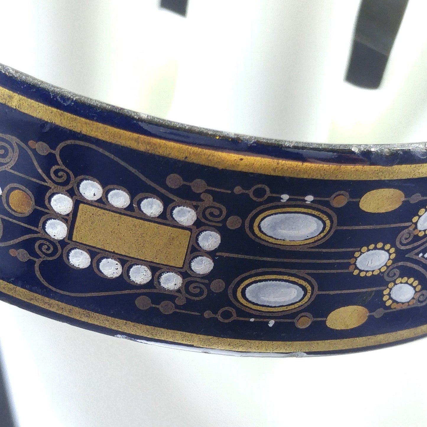 Michaela Frey Wide Enamel Bangle Bracelet, Made in Austria, 1970s Vintage Jewelry