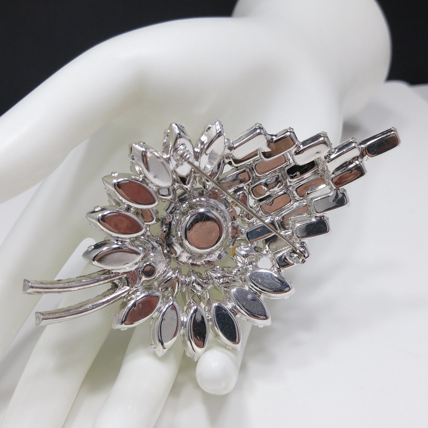 Juliana Heirloom Large Clear Rhinestone Brooch, D & E Jewelry, Rhodium Plated, Wedding