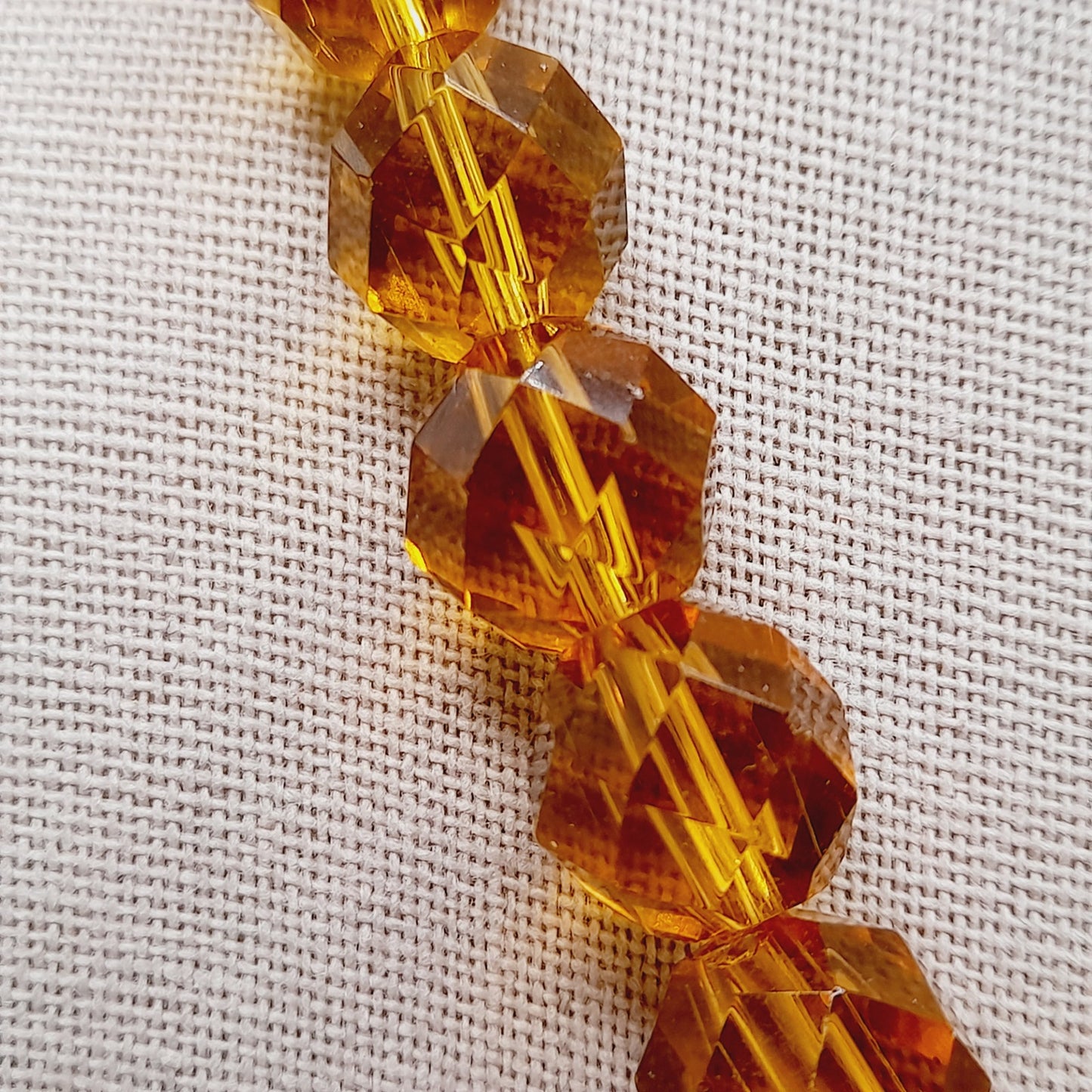 Vintage Amber Crystal Graduated Bead Necklace with Push Clasp, 17 Inches