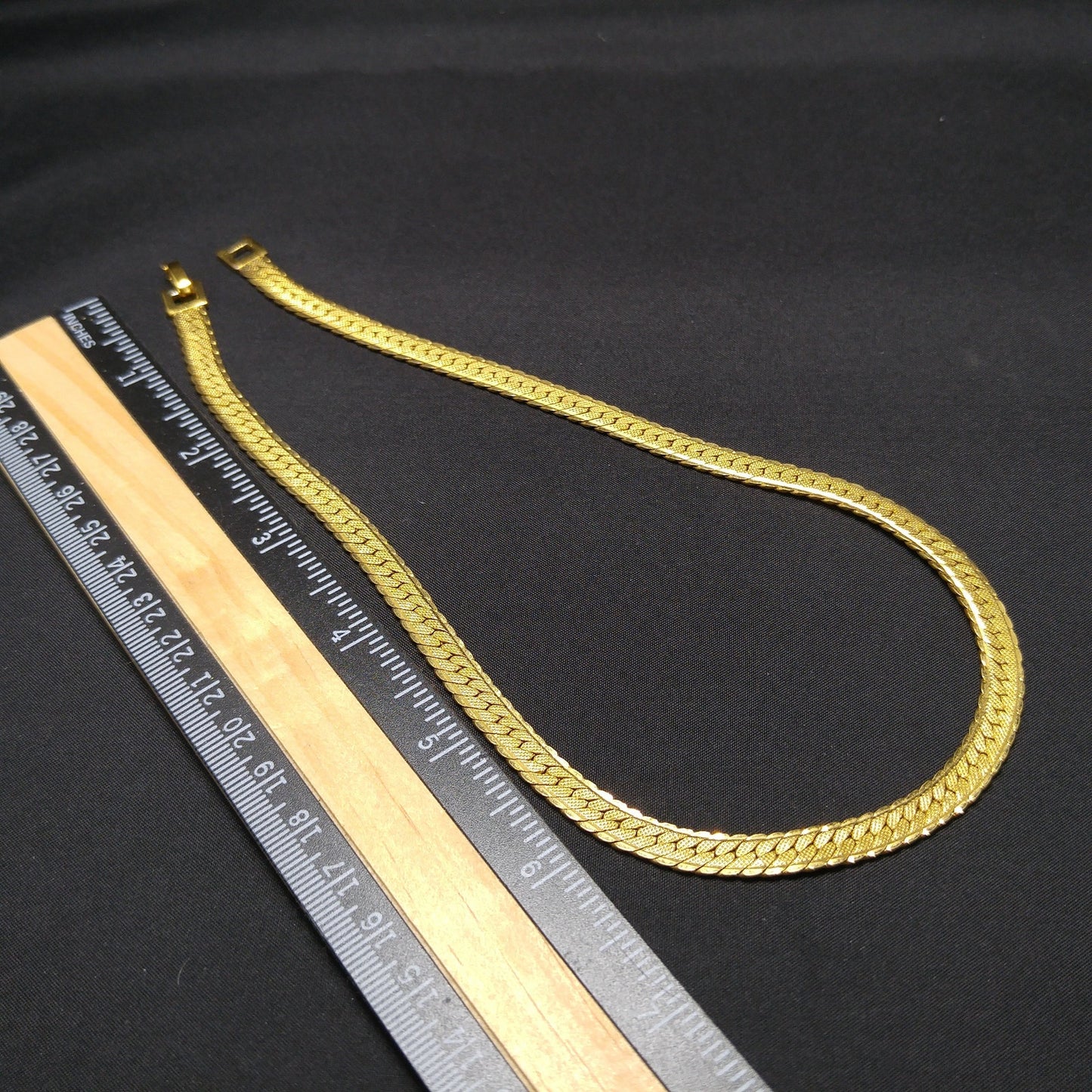 Monet Herringbone Choker Necklace, Gold Plated, 1970s Vintage Jewelry