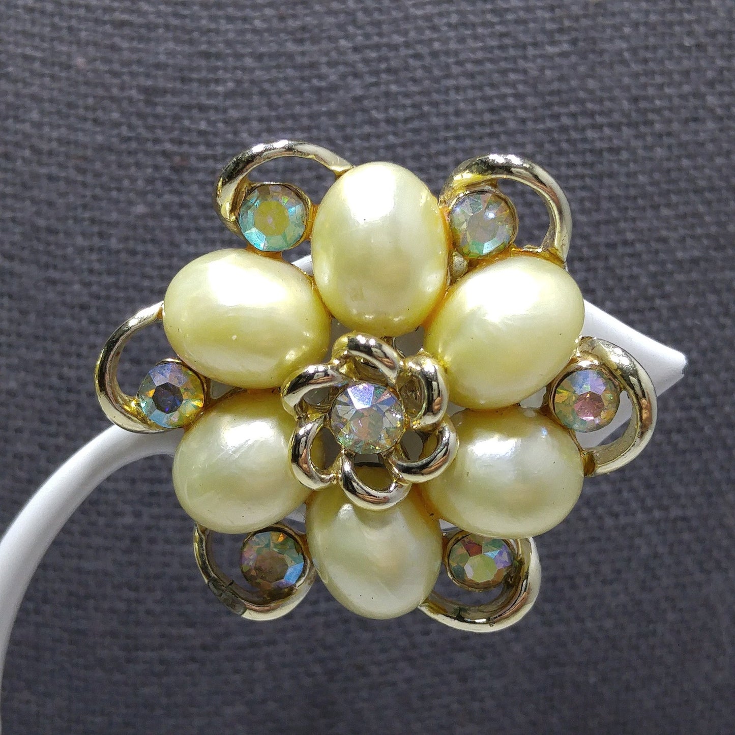 Star Faux Pearl Choker Necklace Earrings Set, Mid-Century 1950s Vintage Jewelry
