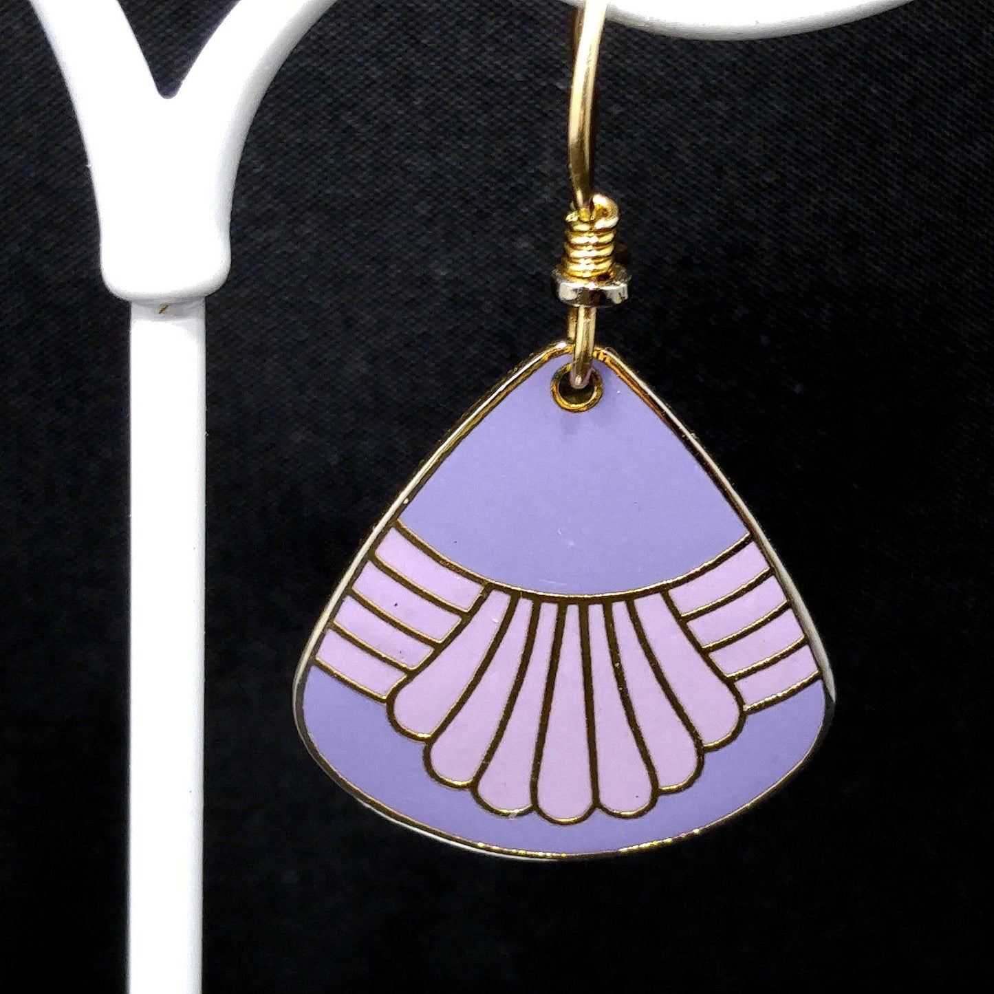 Vintage Laurel Burch Waterfall Purple Pink Drop Earrings, Gold Plated