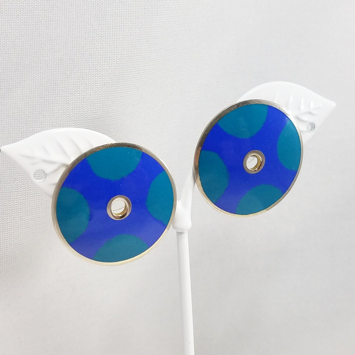 Laurel Burch "Medina" Disk Earrings, Modern Design, Gold Filled Posts, 1990s