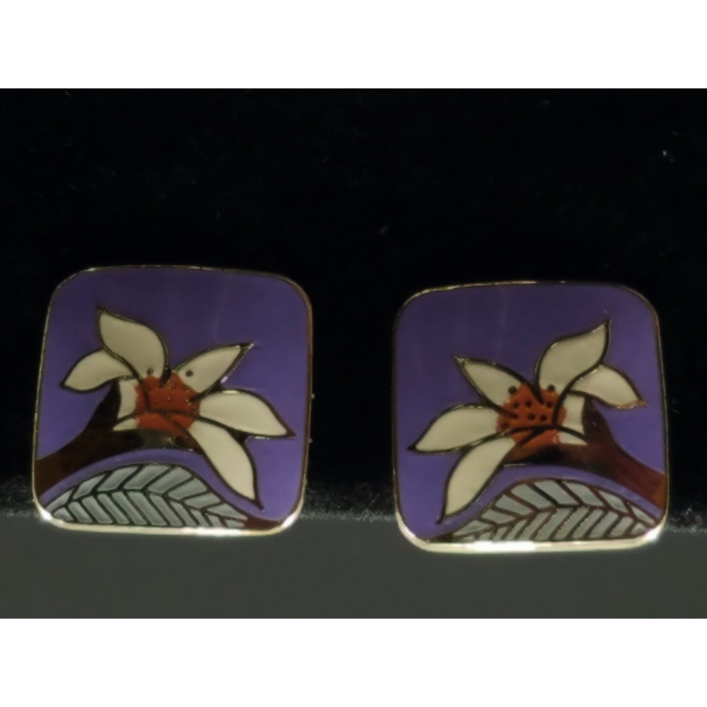 Laurel Burch "Wild Lily" Clip Earrings, Gold Plated, 1980s Vintage Earrings