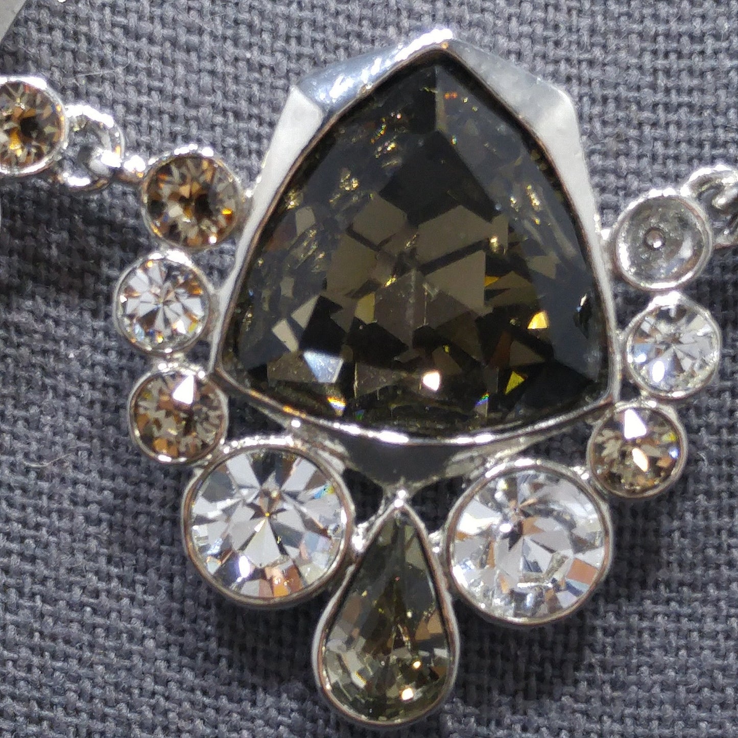 Givenchy Smoky Rhinestone Choker Necklace – 1990s Vintage Jewelry, Rhodium Plated Adjustable Length 16–19 Inches
