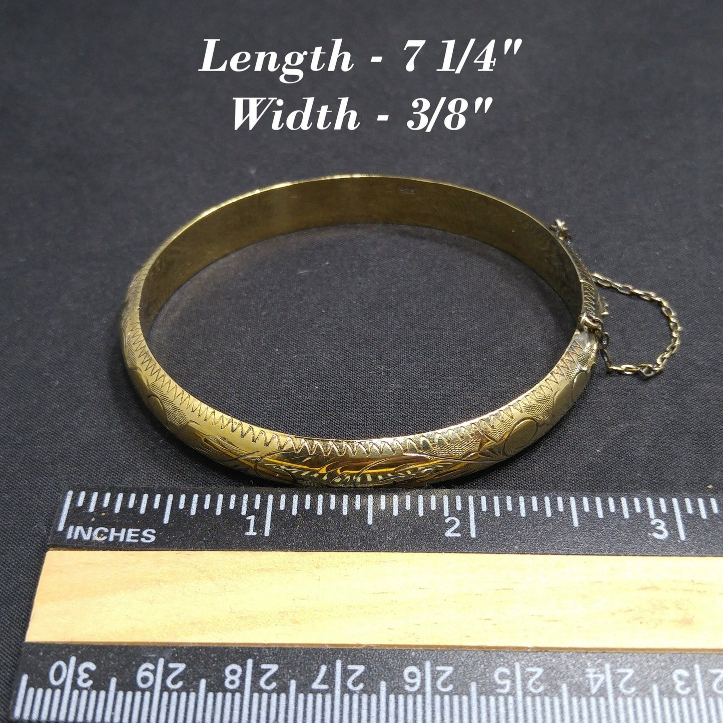 Vermeil Sterling Embossed Hinged Bracelet, Stamped 925, 1940s Vintage Jewelry