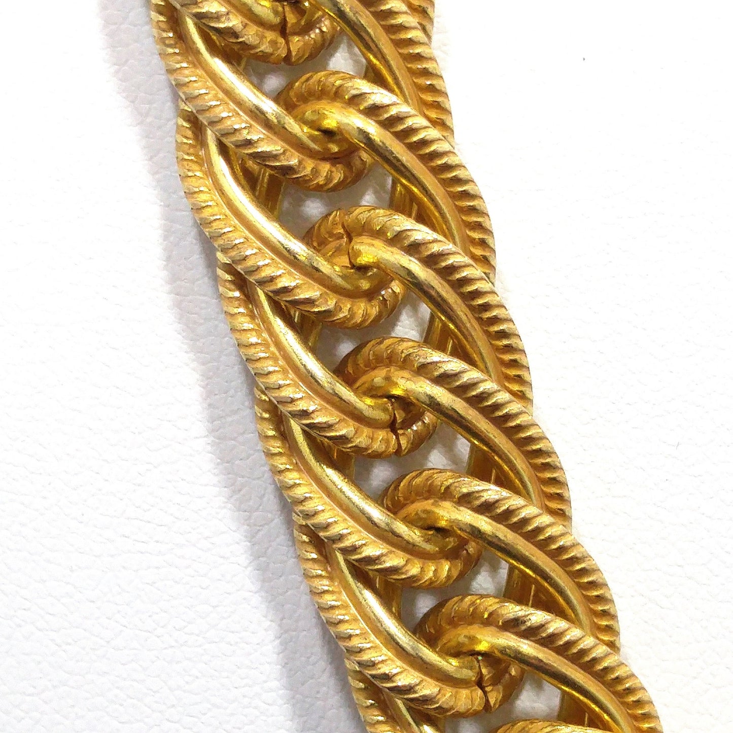 Miriam Haskell Gold Plated Chain Necklace, Large Links, 57 Inches, 1950s Vintage Jewelry