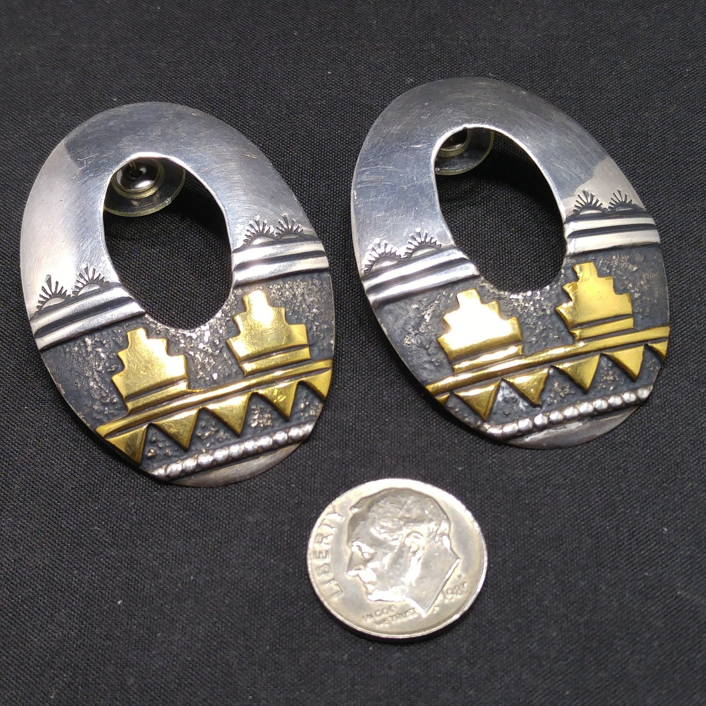Thomas Singer Sterling Earrings, Navajo Post Silver, 1980's Vintage Jewelry