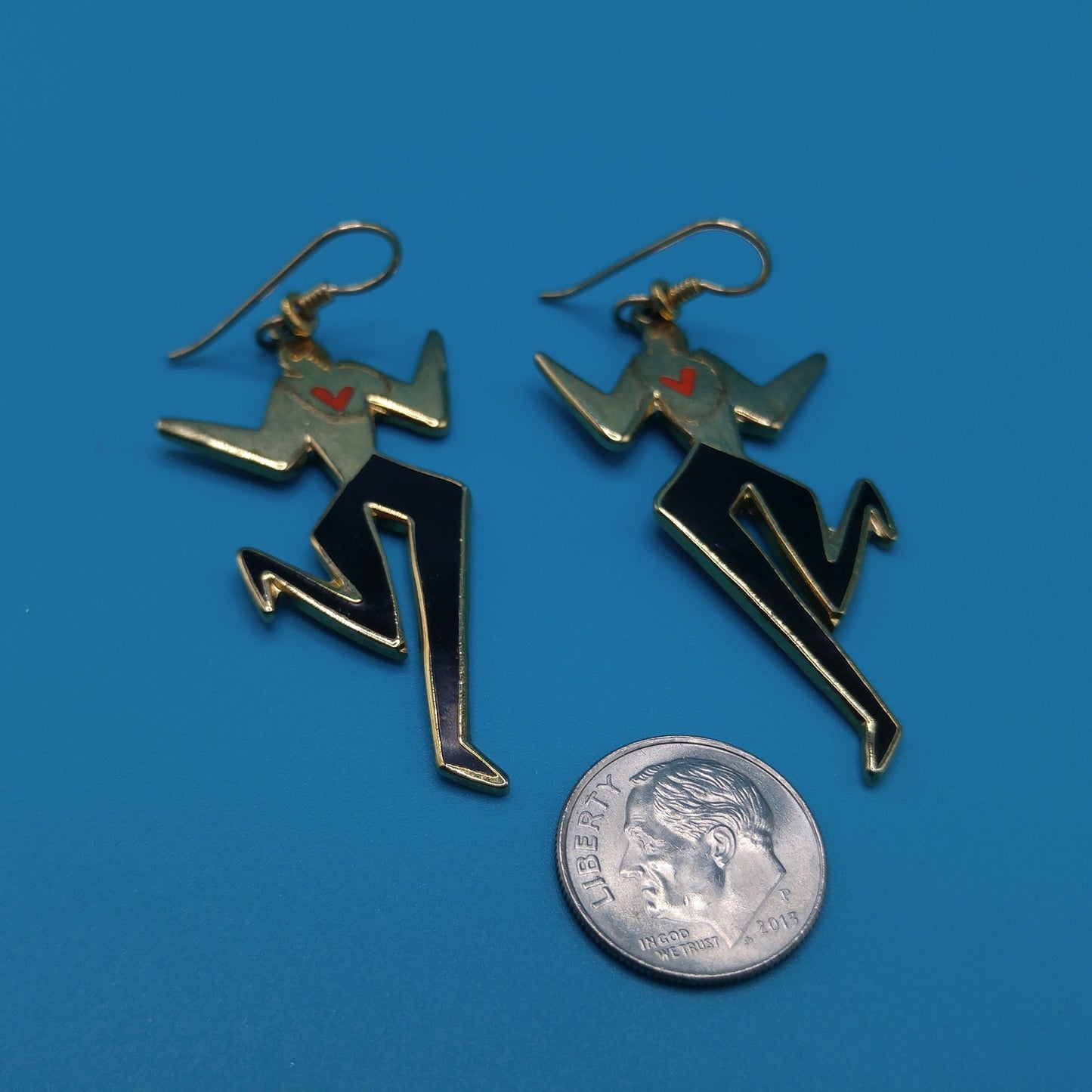 Vintage Laurel Burch "Dancing Spirit" Drop Earrings, Gold Plated