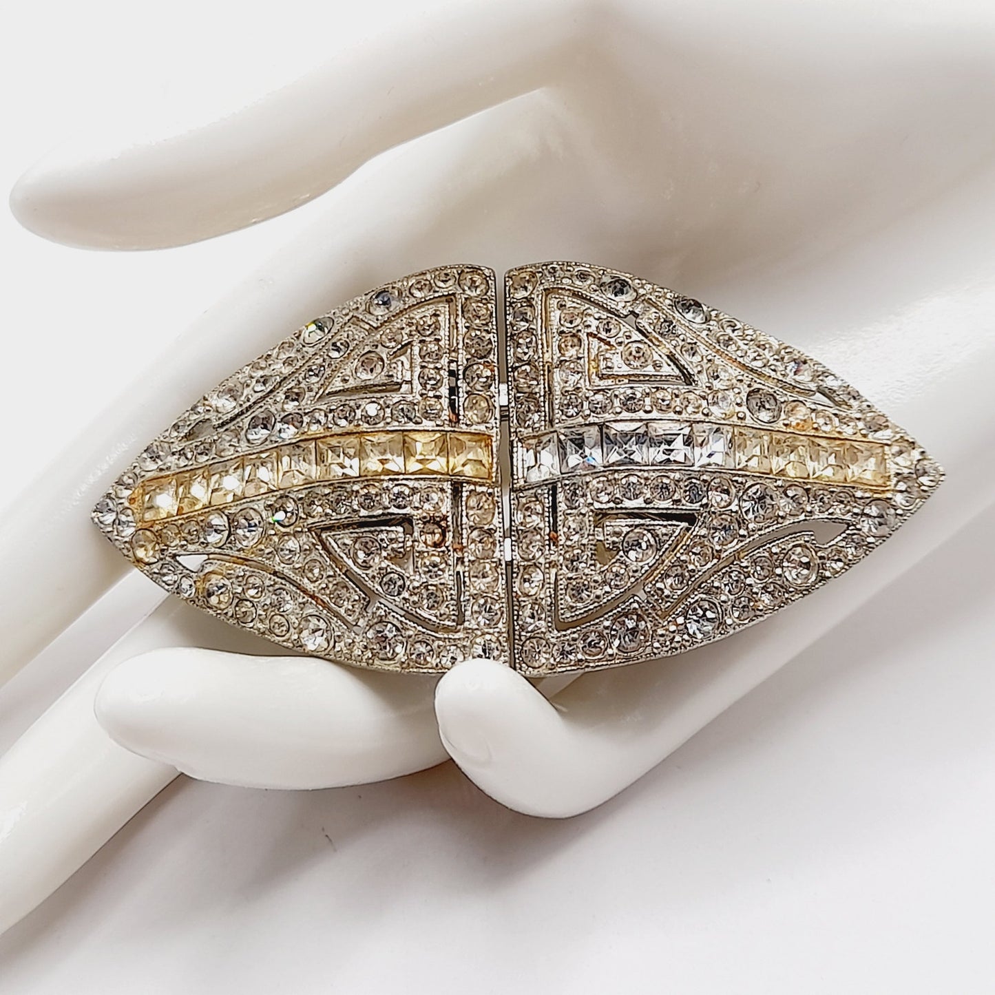 Coro Duette Rhinestone Brooch, Art Deco Dress Clips, Patent 1798867