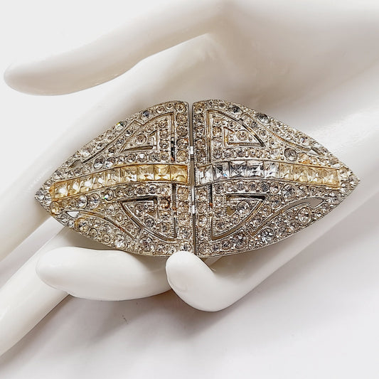 Coro Duette Rhinestone Brooch, Art Deco Dress Clips, Patent 1798867