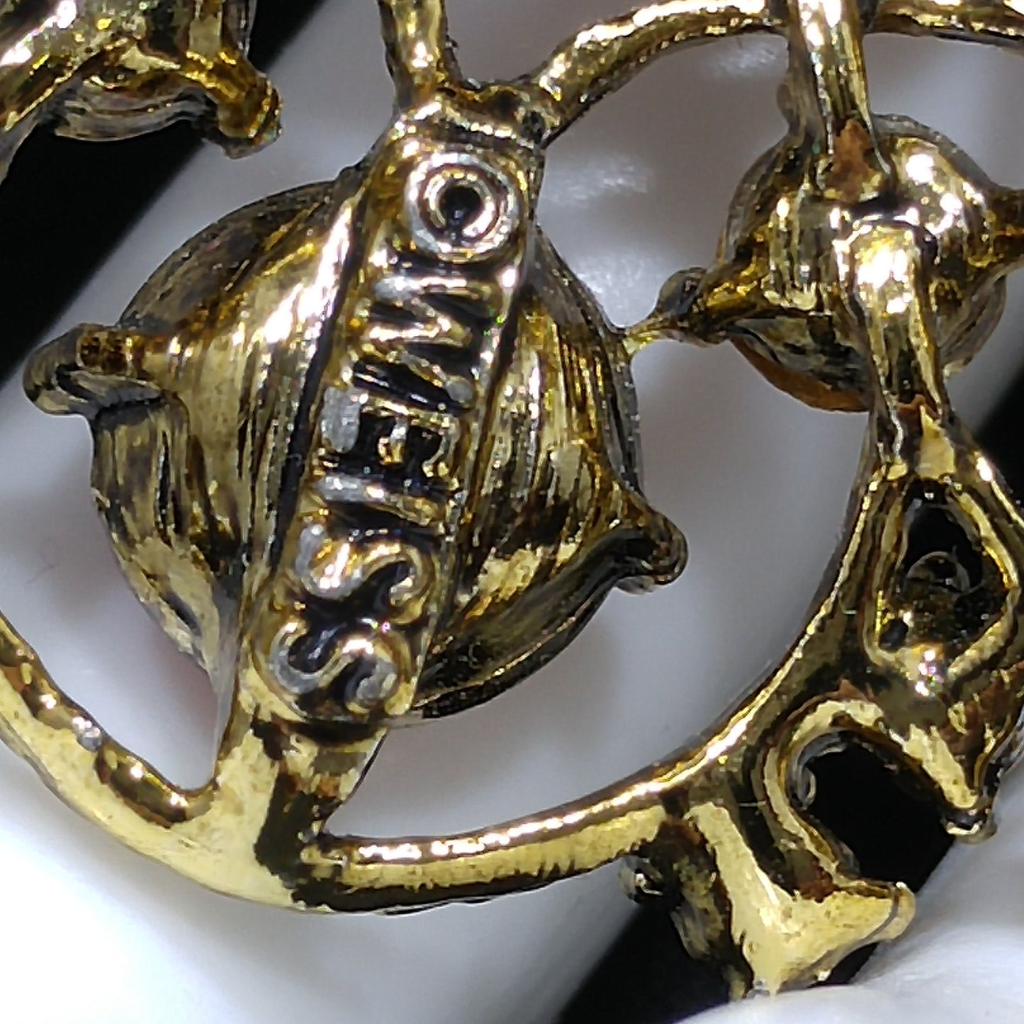Weiss Pink Rhinestone Brooch, Antique Gold Rope Pin, 1960s Vintage Jewelry