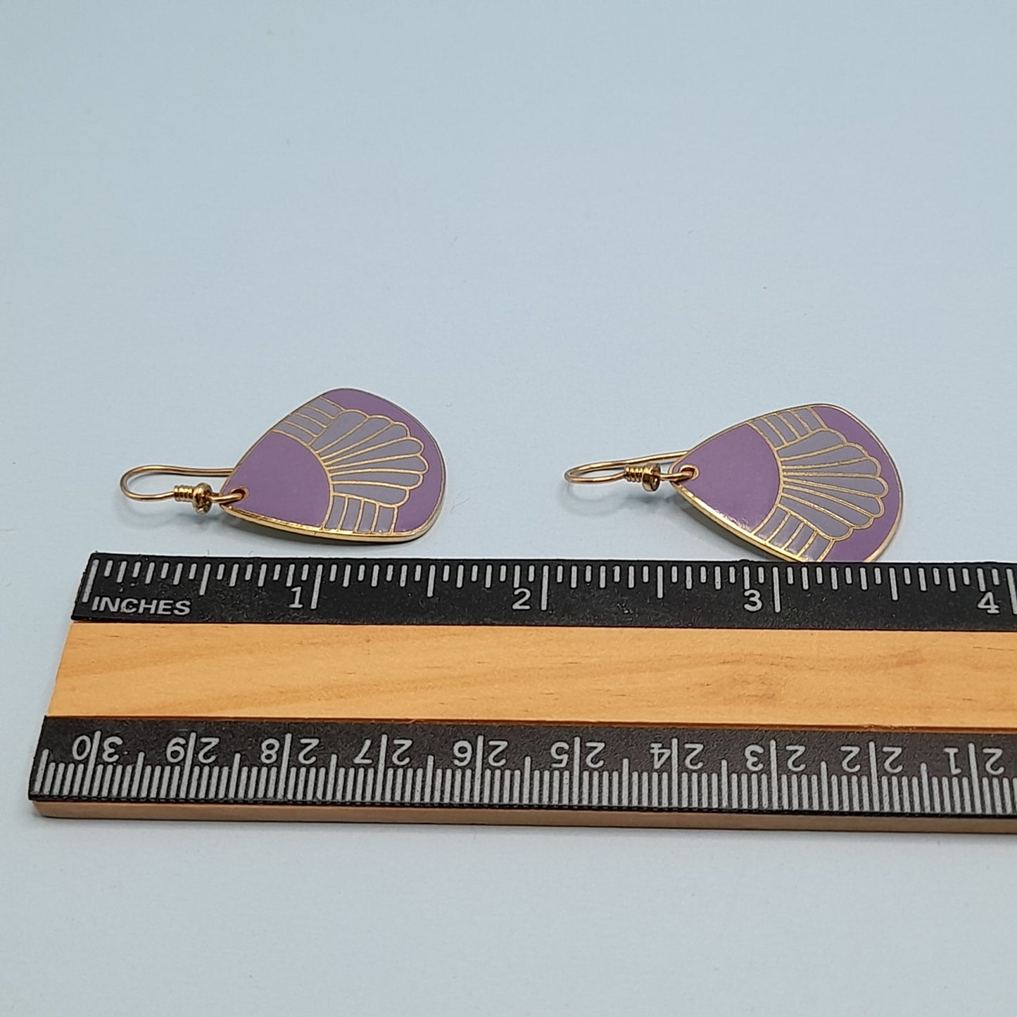 Vintage Laurel Burch Gold Plated Purple Waterfall Earrings