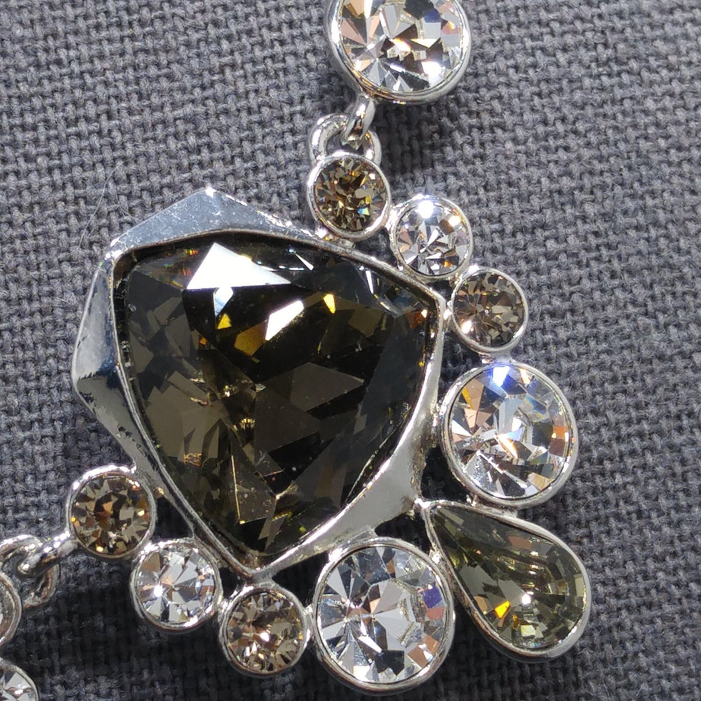 Givenchy Smoky Rhinestone Choker Necklace – 1990s Vintage Jewelry, Rhodium Plated Adjustable Length 16–19 Inches