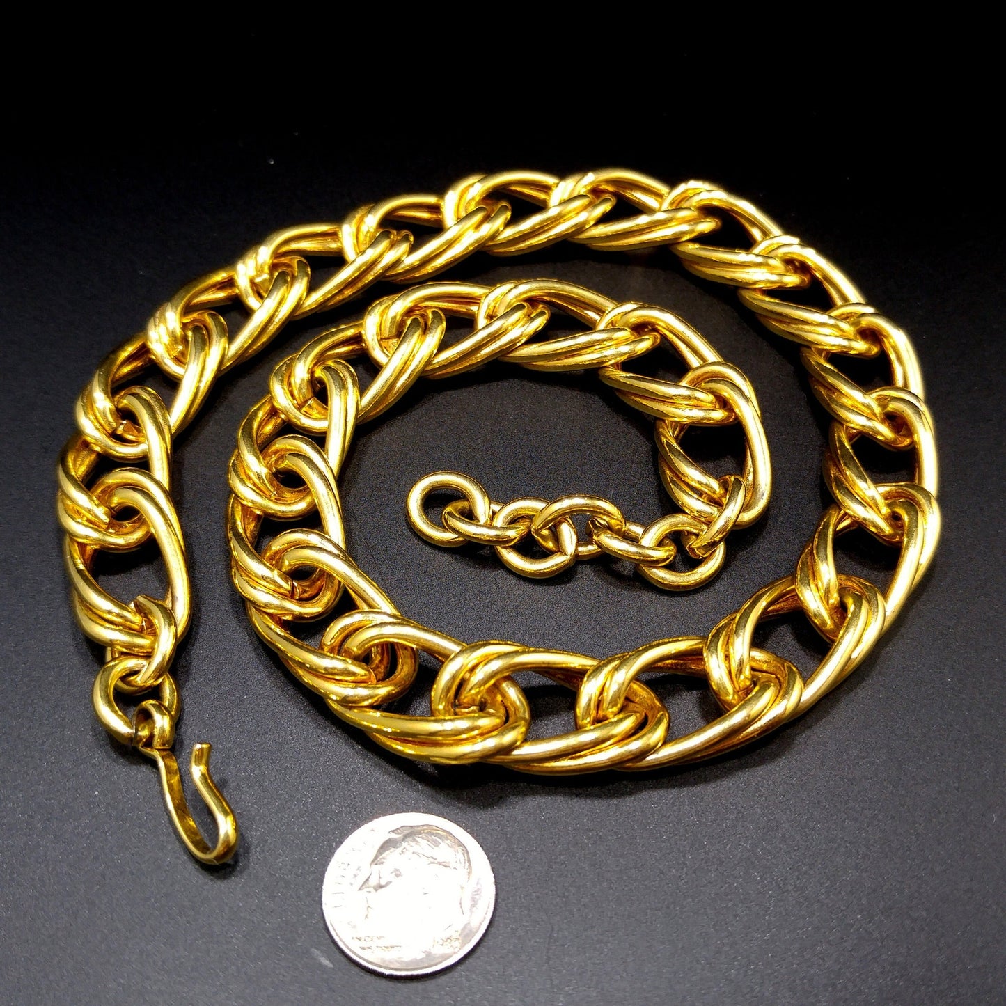 Monet Double Loop Chain Necklace, Gold Plated, 1980s Vintage Jewelry