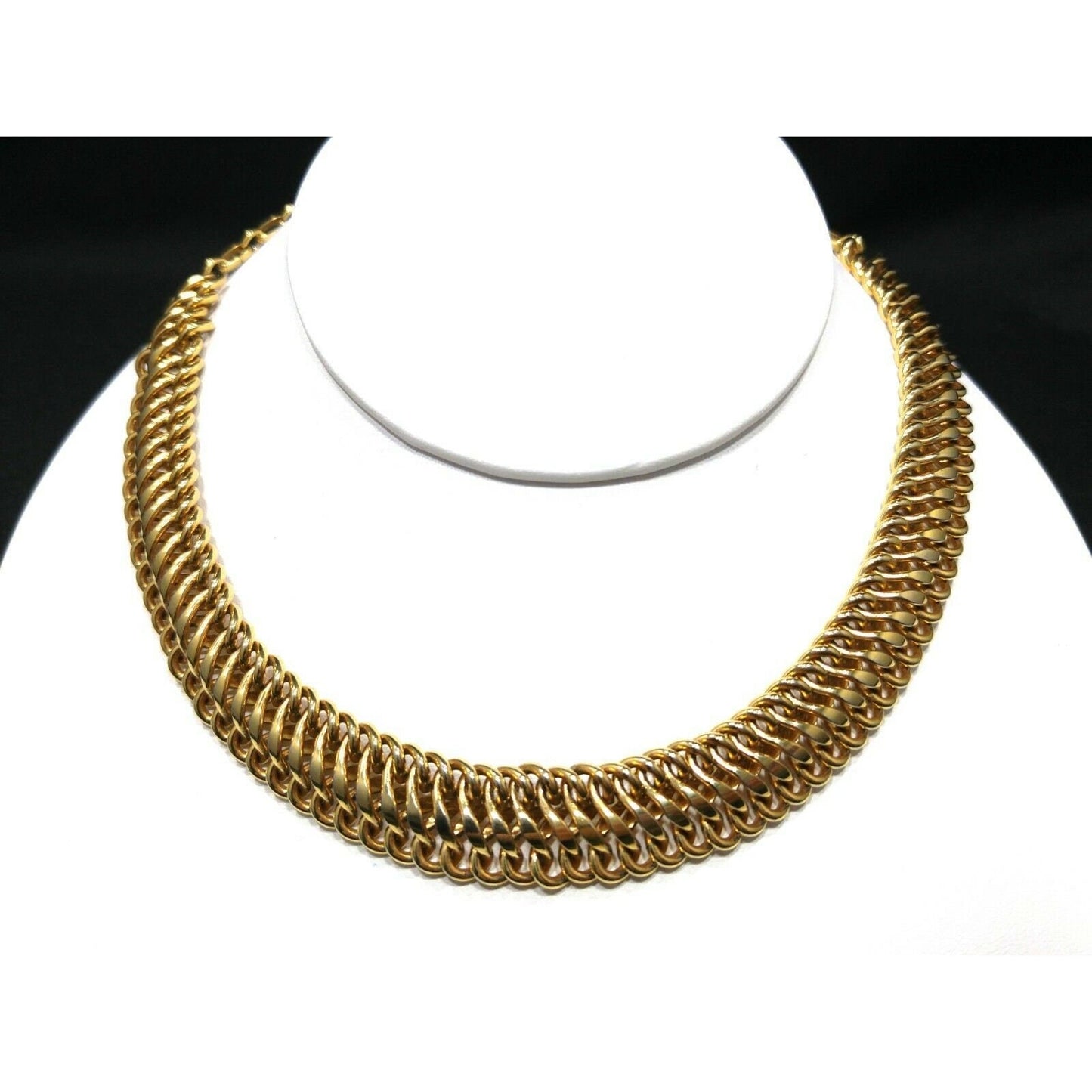Vendome Interlocking Chain Choker Necklace, Gold Plated, 15 Inches, 1950s Vintage Jewelry