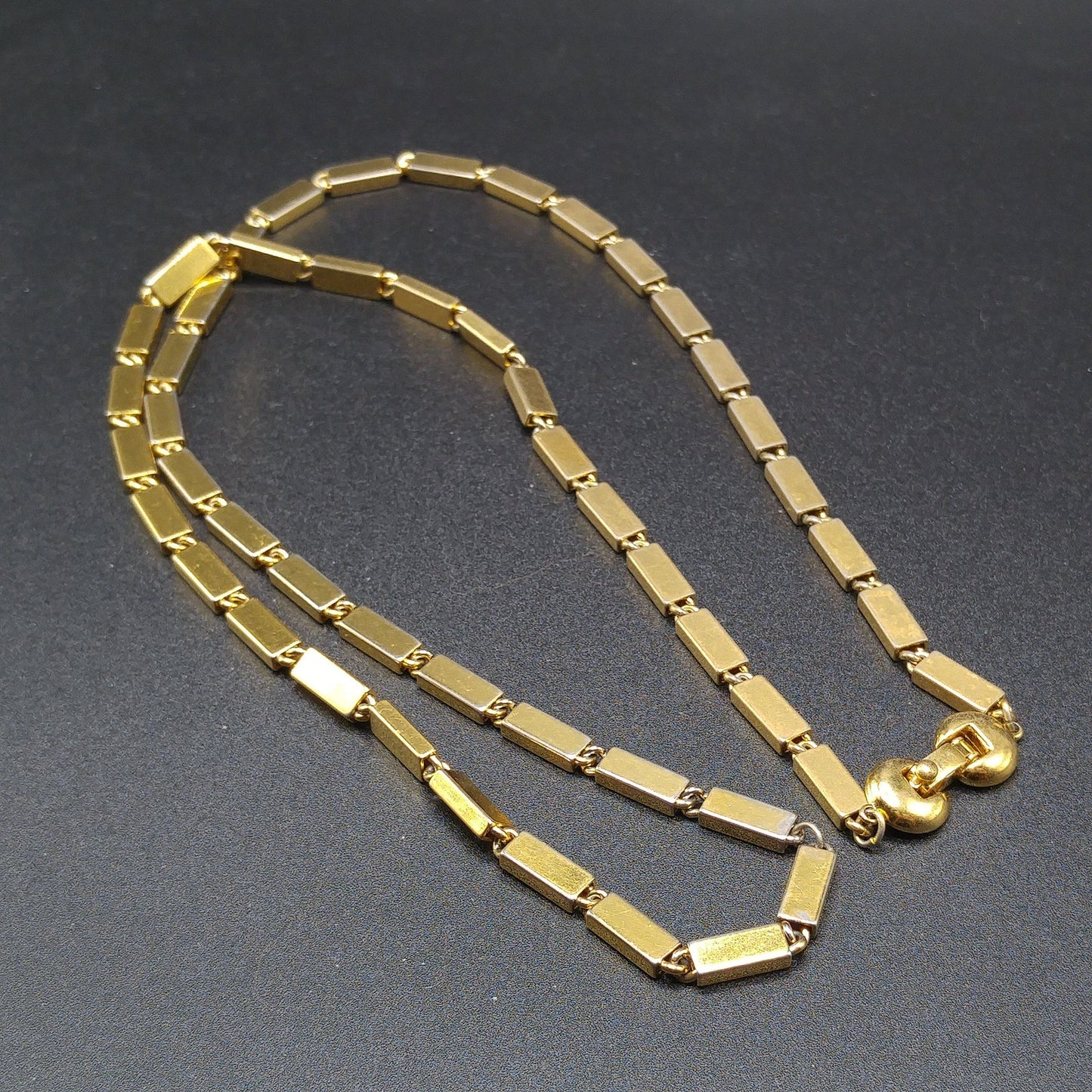 Monet Long Link Necklace, Gold Plated, 1970s Vintage Jewelry