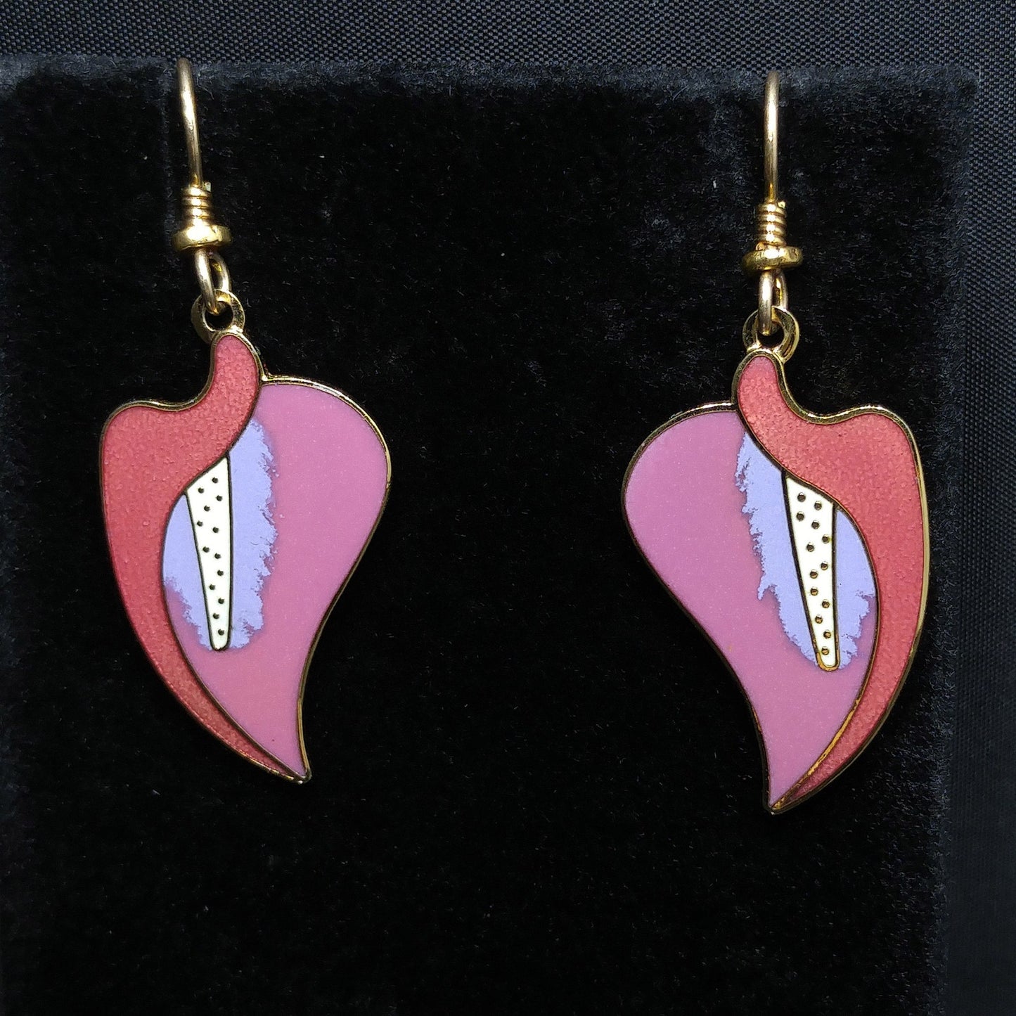 Vintage Laurel Burch "Calla Lily" Earrings, Pink Enamel, Gold Plated