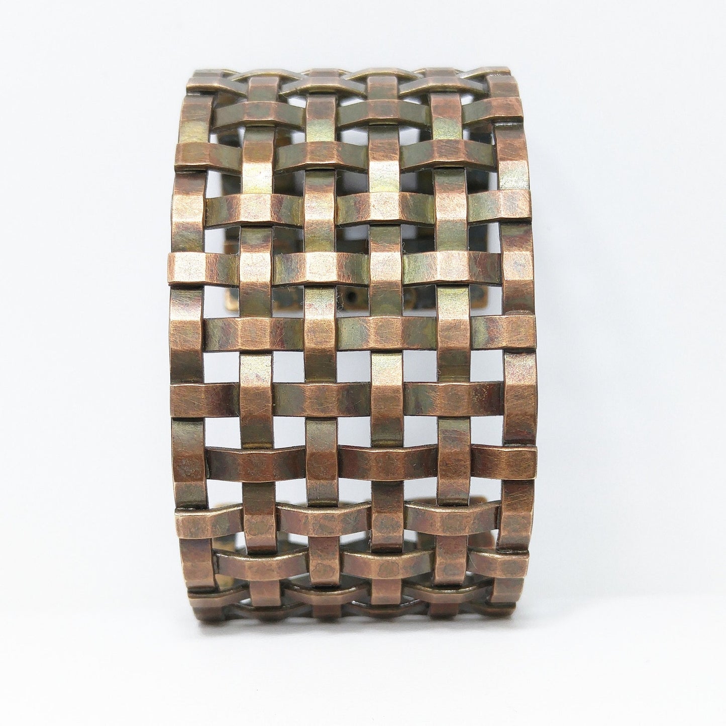 Sarah Cavender Metalworks Woven Wide Cuff Bracelet, Hand-made Metal Work Design, Vintage Jewelry