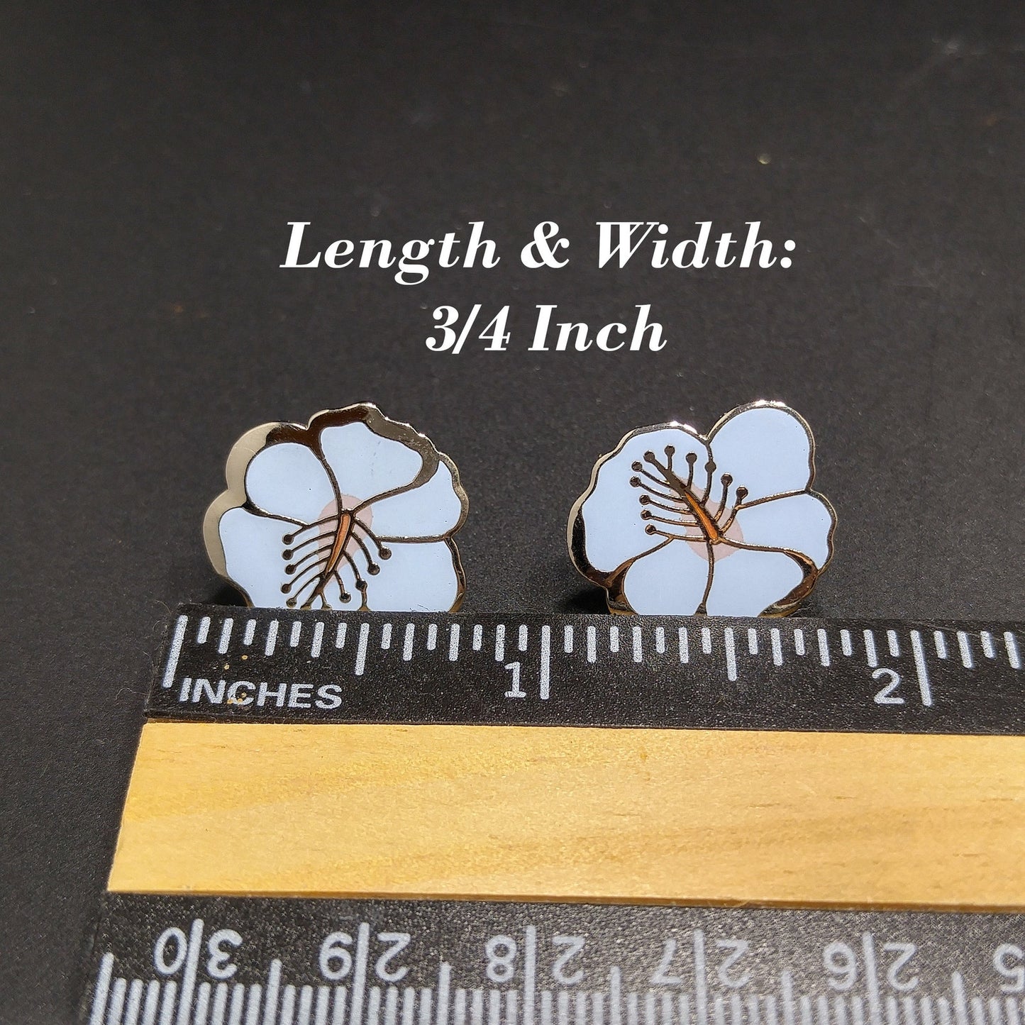 Vintage Laurel Burch "Hibiscus" Blue Post Earrings, Rhodium Plated Silver Tone