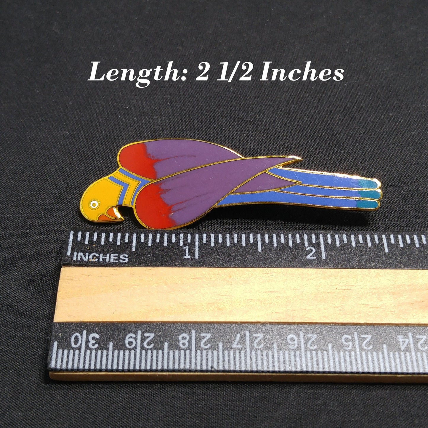 Laurel Burch "Cezanne" Parrot Brooch, Gold Plated, Cloisonne Enamel, 1980s Vintage Jewelry