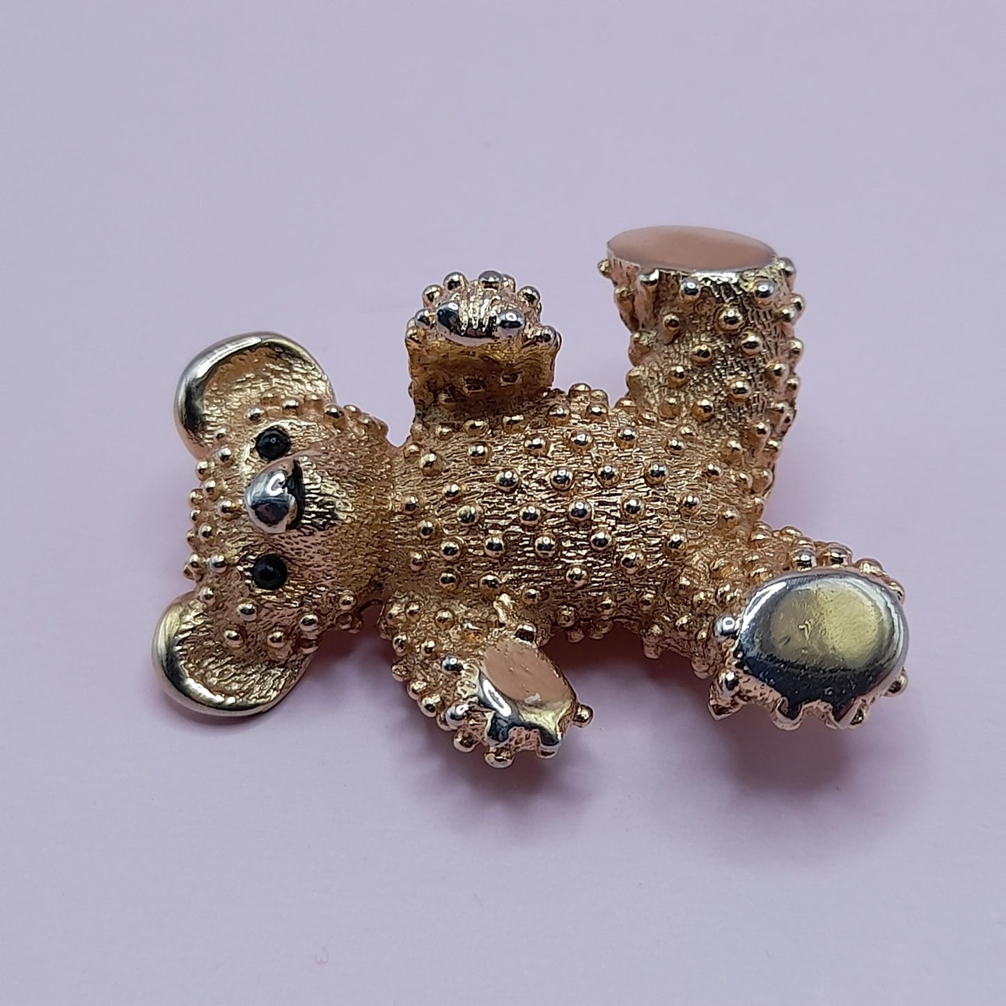 Vintage Boucher Teddy Bear Brooch, Gold Plated, Signed Number 8091P, 1960s