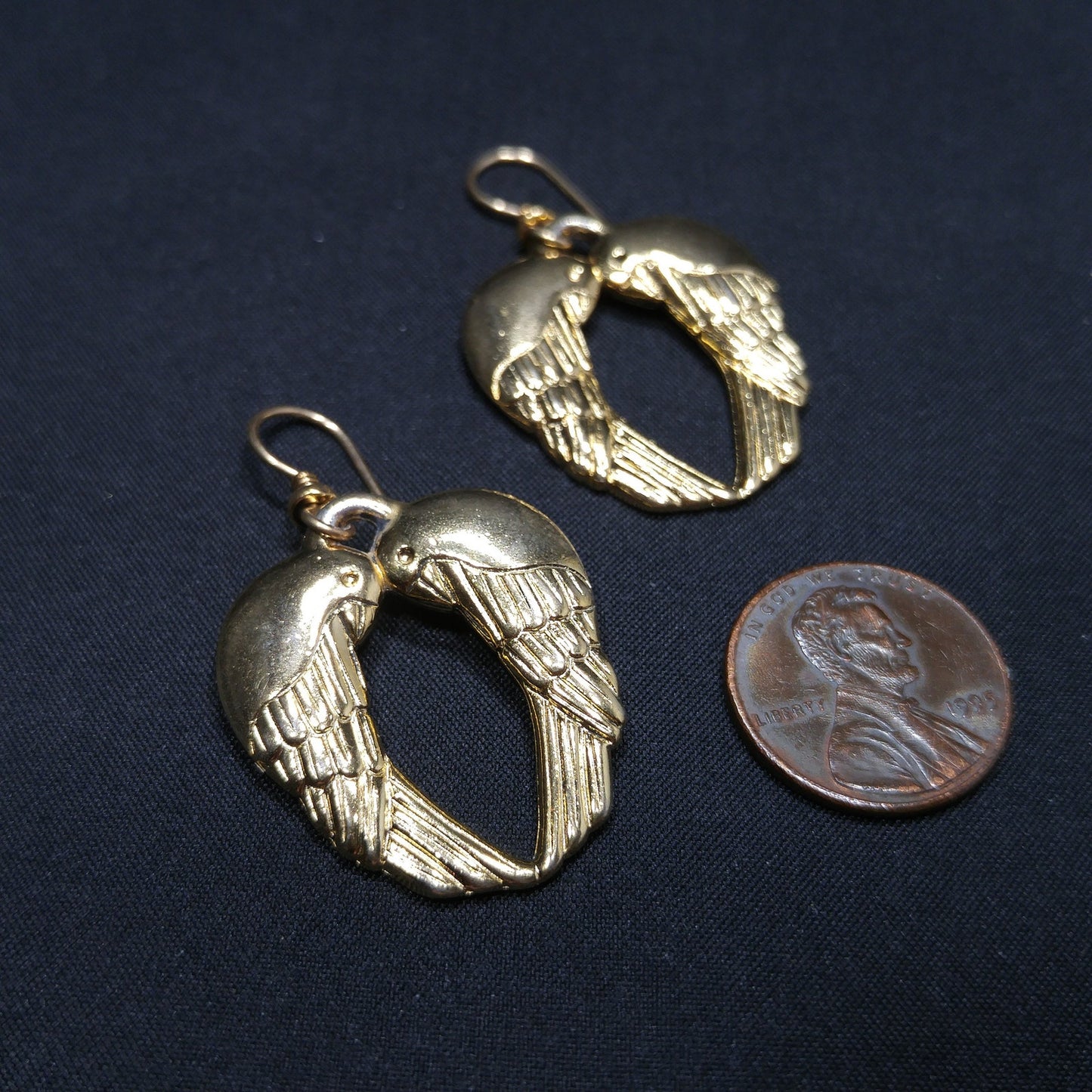 Vintage Laurel Burch Song Sparrows Earrings, Gold Plated