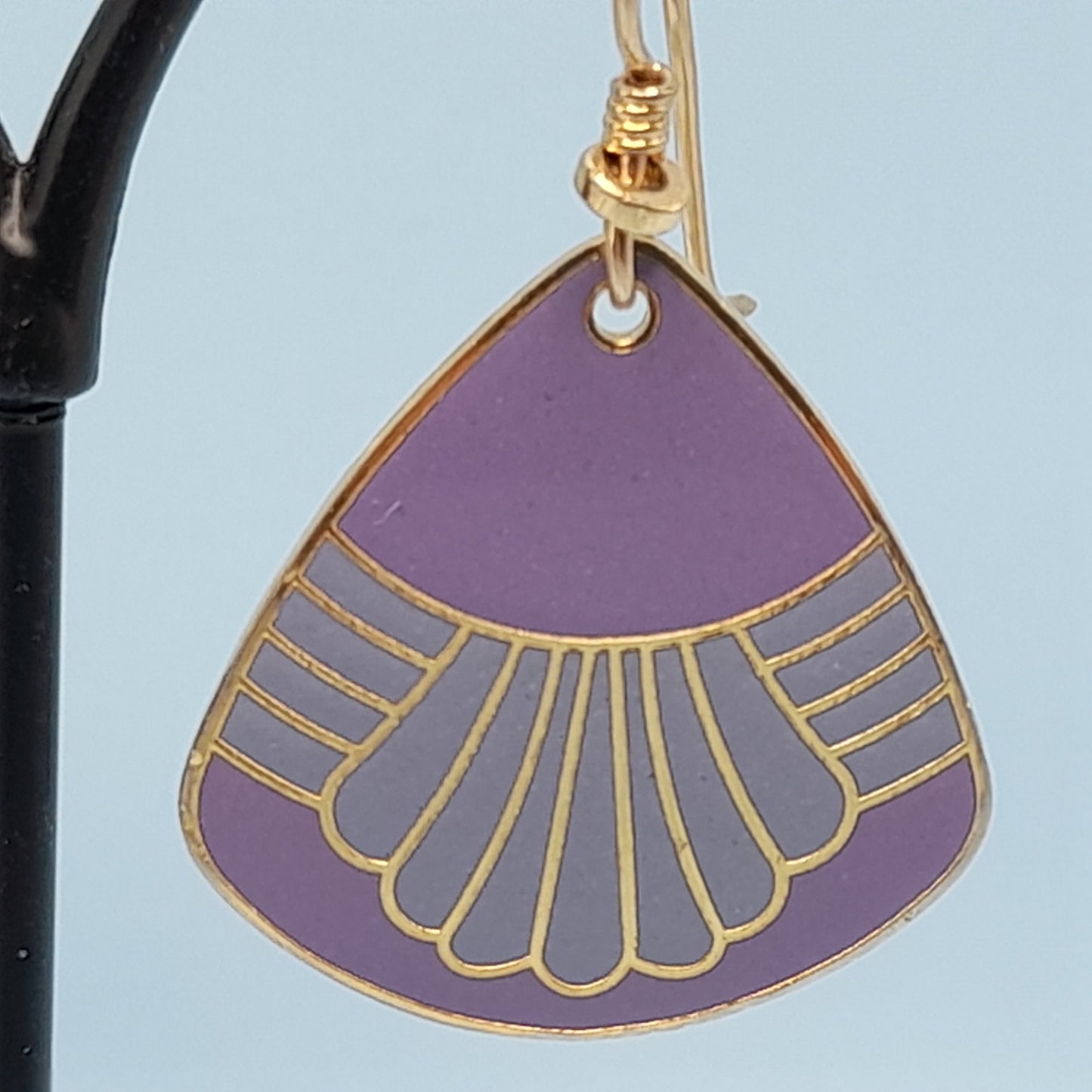 Vintage Laurel Burch Gold Plated Purple Waterfall Earrings