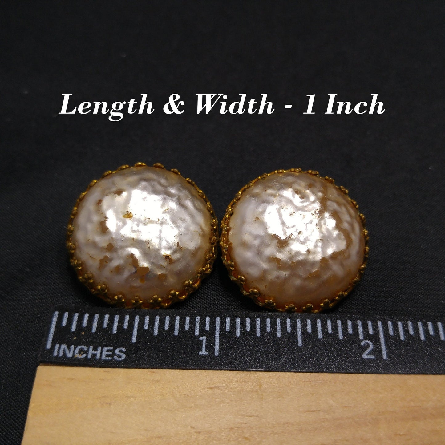 Miriam Haskell Faux Baroque Pearl Button Style Clip Earrings, 1950s Vintage Jewelry