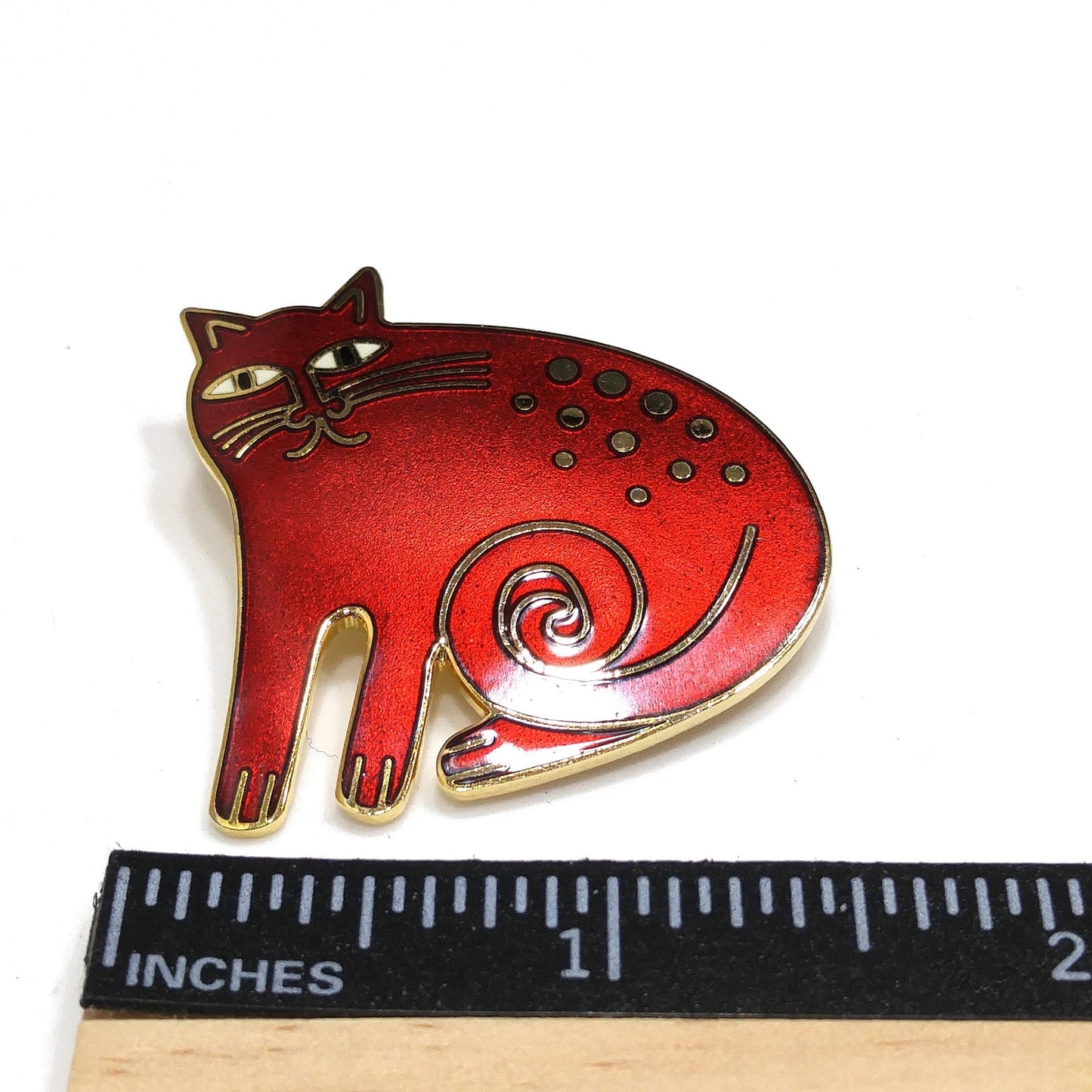Laurel Burch "Keshire Cat" Brooch & Pendant, Cloisonné Gold Plated, 1980s Vintage Jewelry