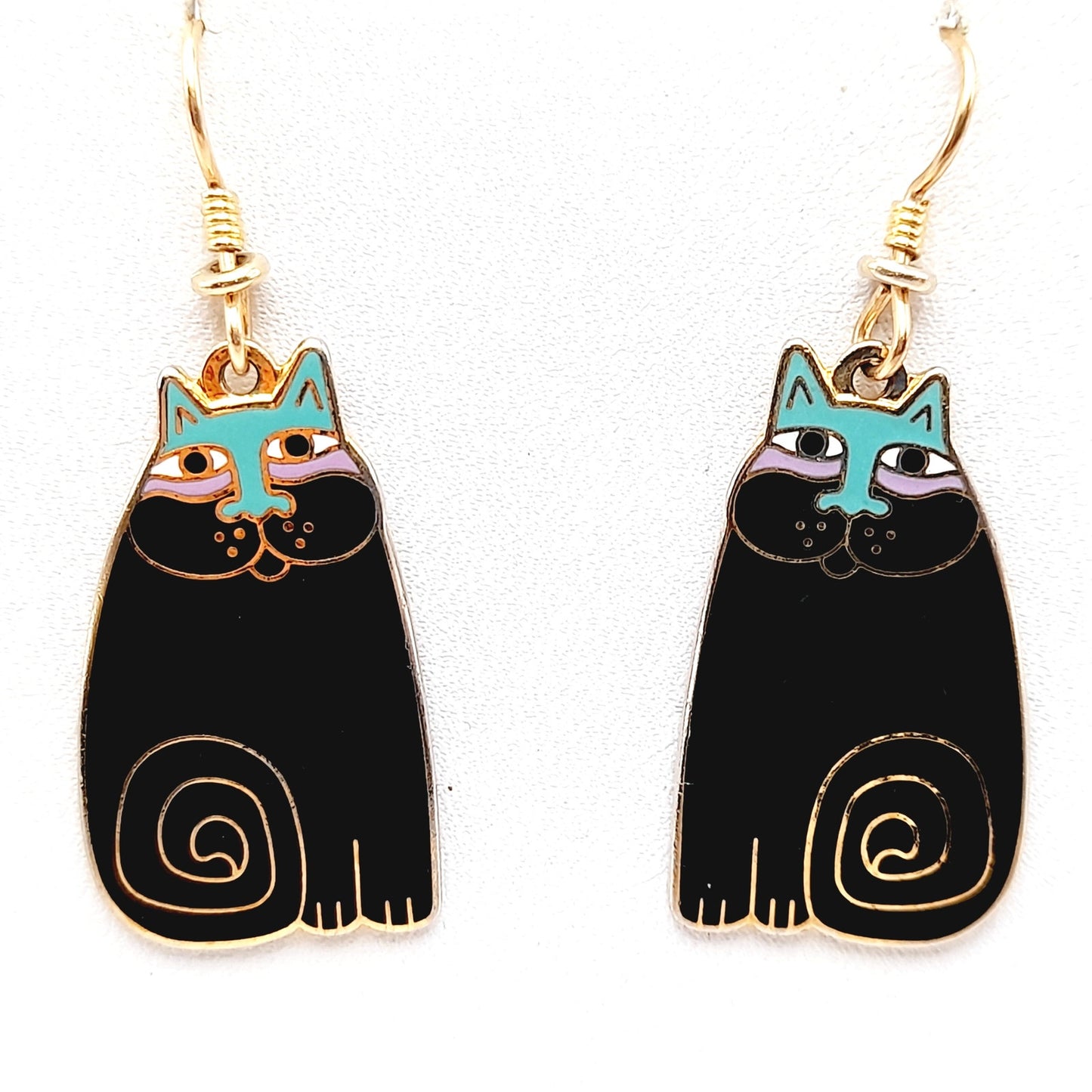 Vintage Laurel Burch Olivia Black Cat Earrings