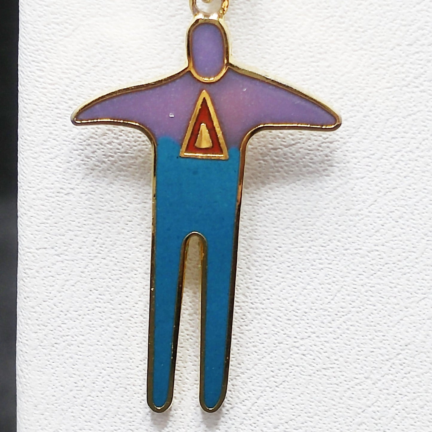 Vintage Laurel Burch Person Enamel 1980s Earrings, Gold Plated