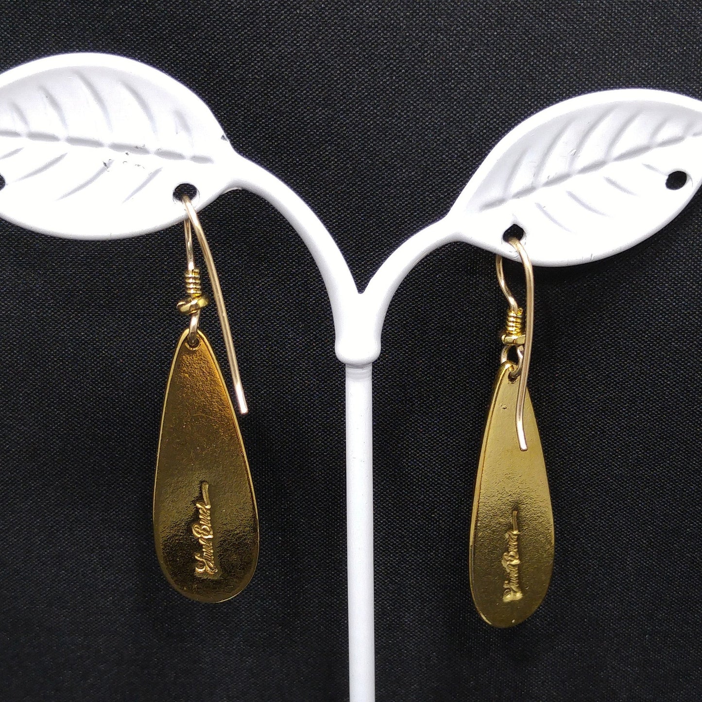 Vintage Laurel Burch Geometric Design Earrings, Gold Plated, 1980s Jewelry