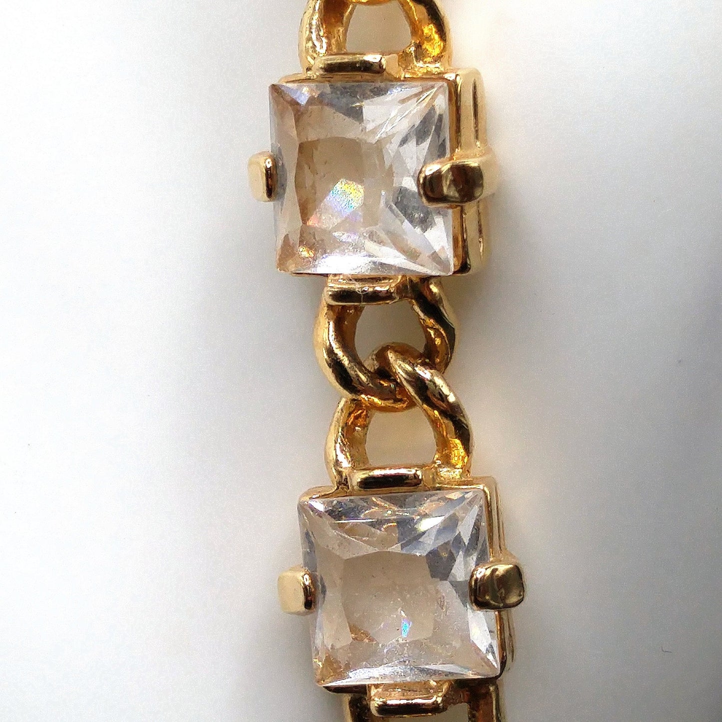 Vintage Swarovski Crystal Bracelet – Gold Plated, Square Cut Crystals, 1990s