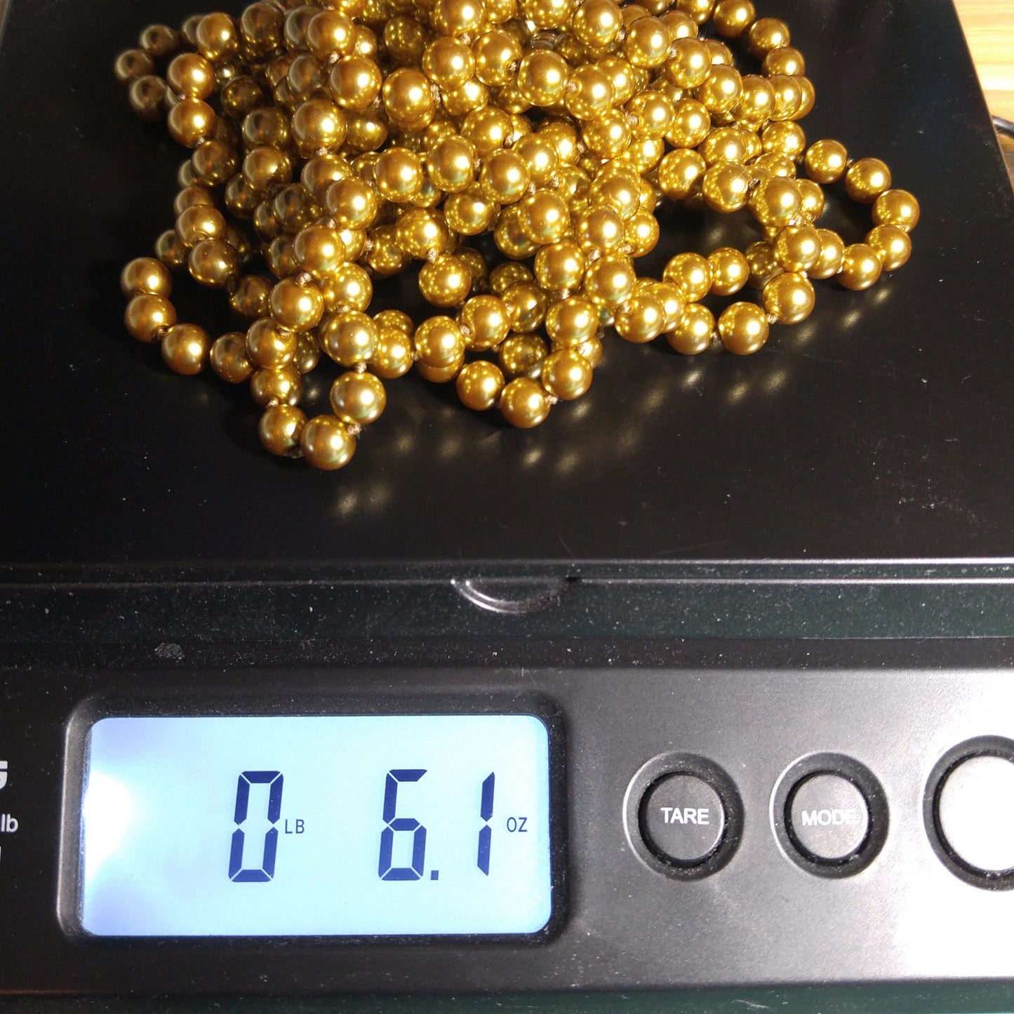 Gold Glass Pearls, Hand Knotted, 96 Inches, 1970s Vintage Jewelry