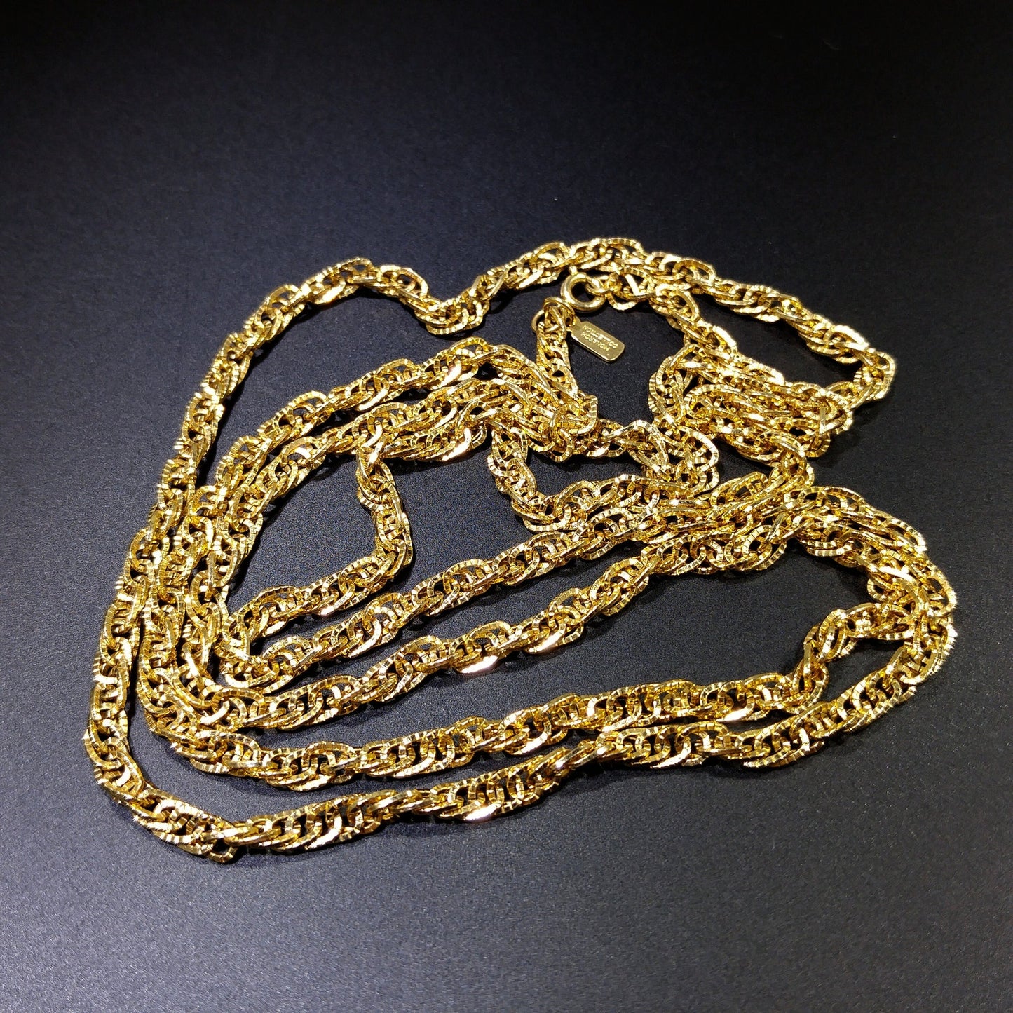 Hattie Carnegie Long Chain Necklace, 48 Inch Length Chain, 1970s Vintage Jewelry