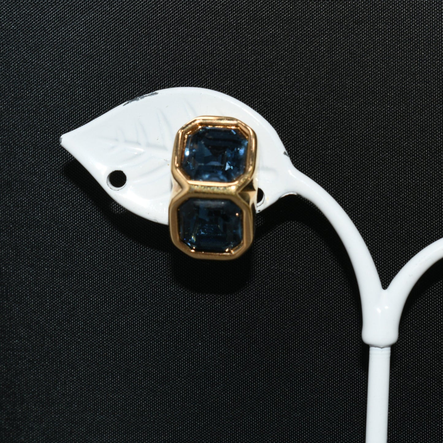 Edelweiss S.A.L. Swarovski Blue Clip Earrings, Gold Plated,  Vintage Jewelry