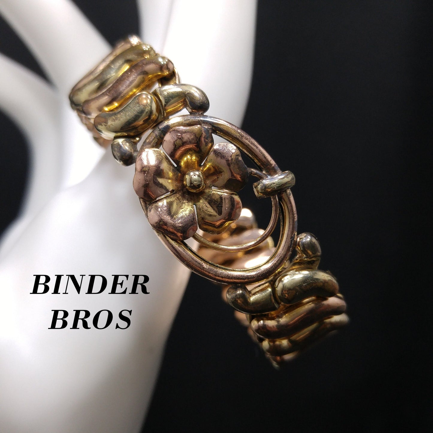 Binder Brothers Expansion Bracelet, Floral Openwork, 1920s Vintage Jewelry