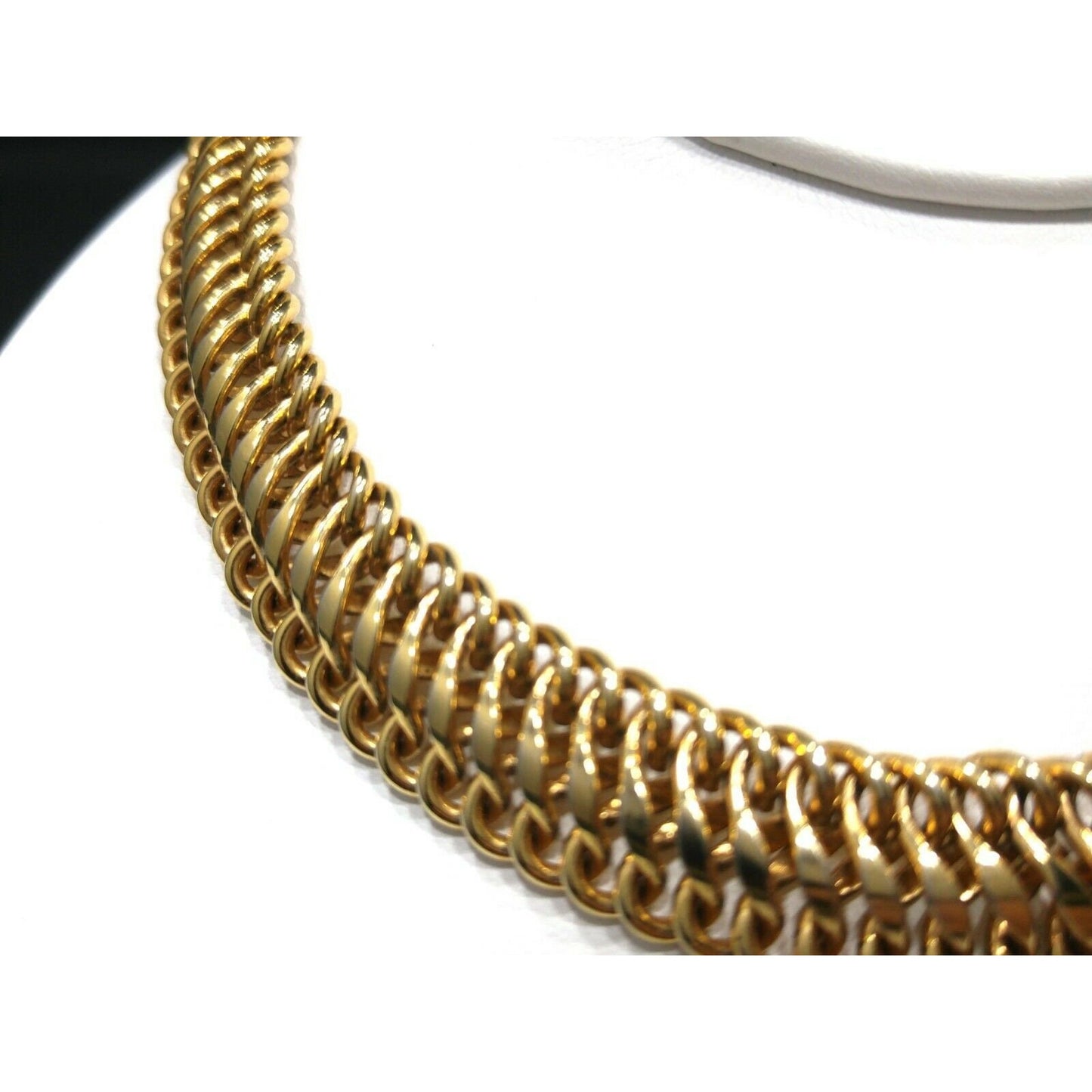 Vendome Interlocking Chain Choker Necklace, Gold Plated, 15 Inches, 1950s Vintage Jewelry