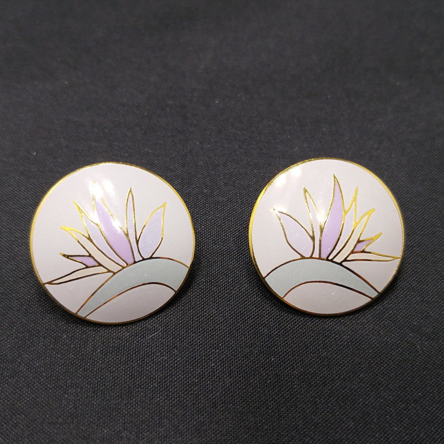 Vintage Laurel Burch Bird of Paradise Post Earrings, Gold Plated, 1980 Vintage