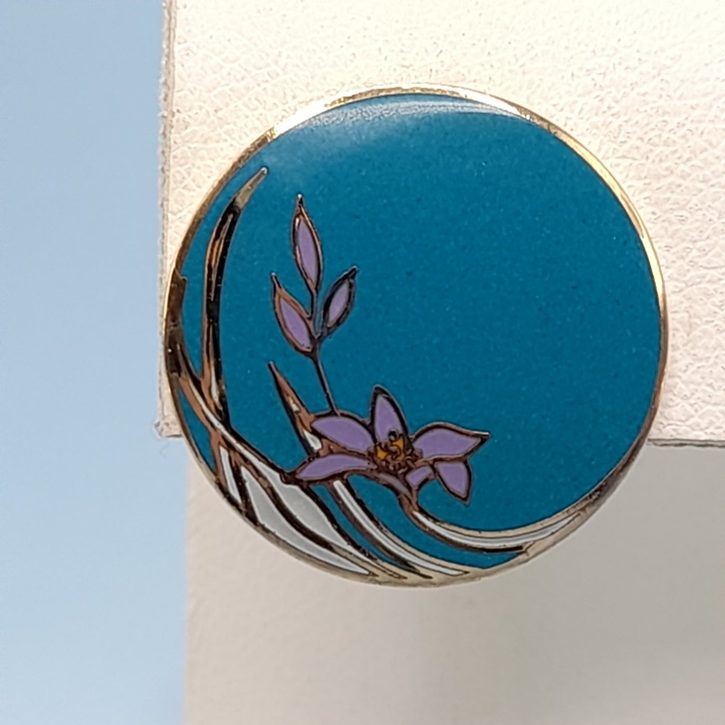 Vintage Laurel Burch Teal Wind Flower Gold Plated Earrings