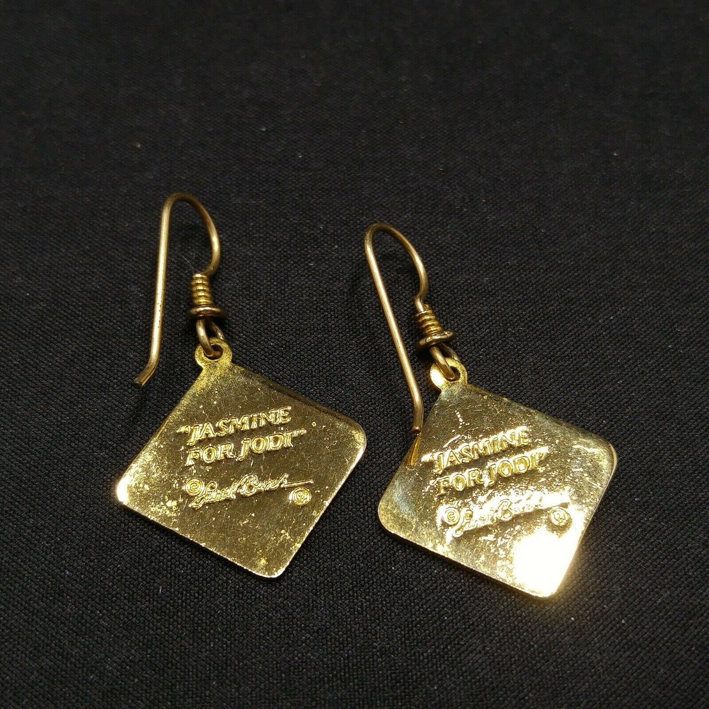 Vintage Laurel Burch "Jasmine For Jodi" Earrings, Pink Flower Gold Plated, 1980s