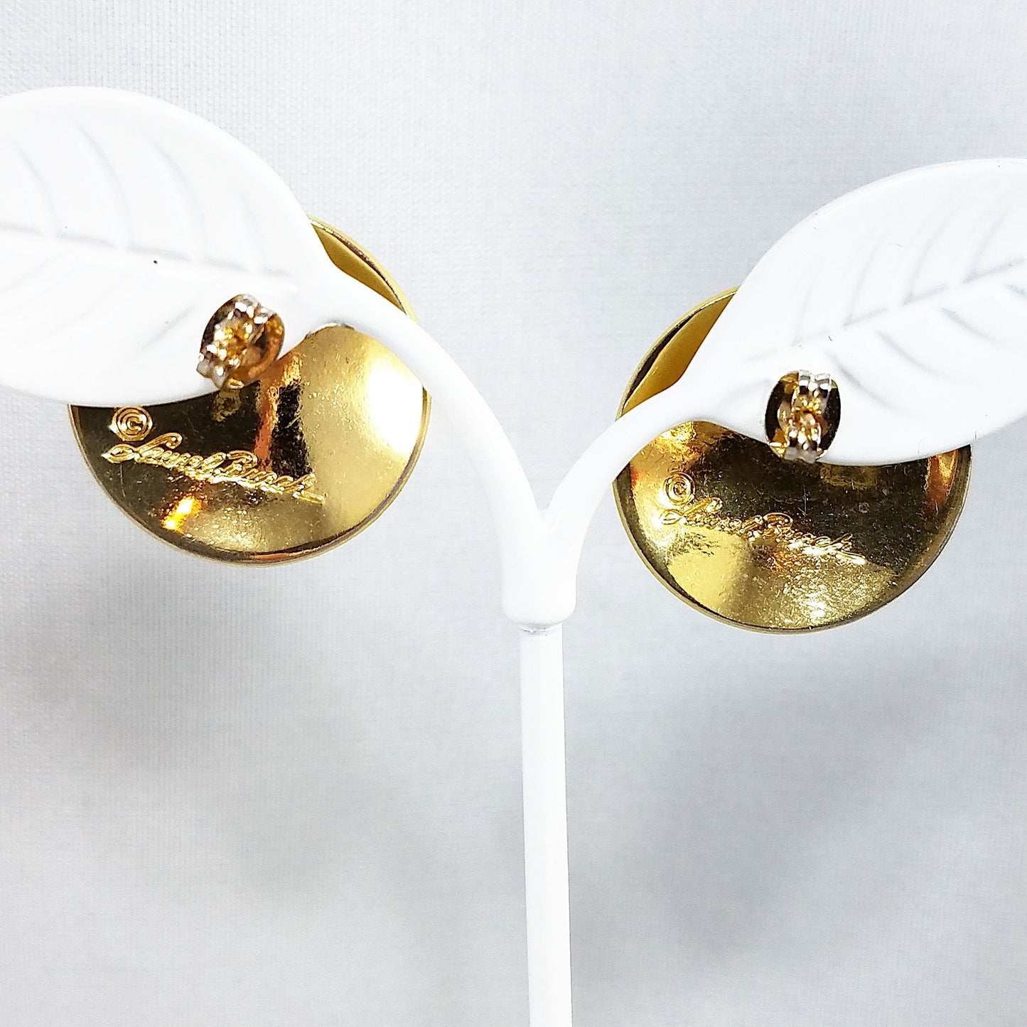 Vintage Laurel Burch Bird of Paradise Post Earrings Gold Cloisonne Enamel