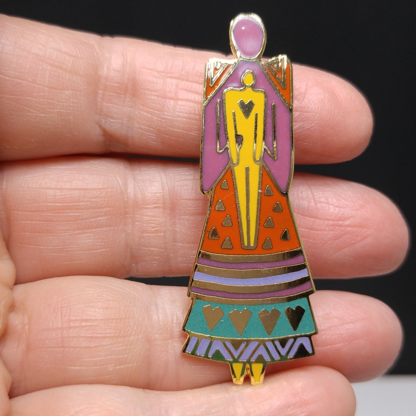 Laurel Burch "Mother and Child" Brooch, 1980s Vintage, Gold Plated